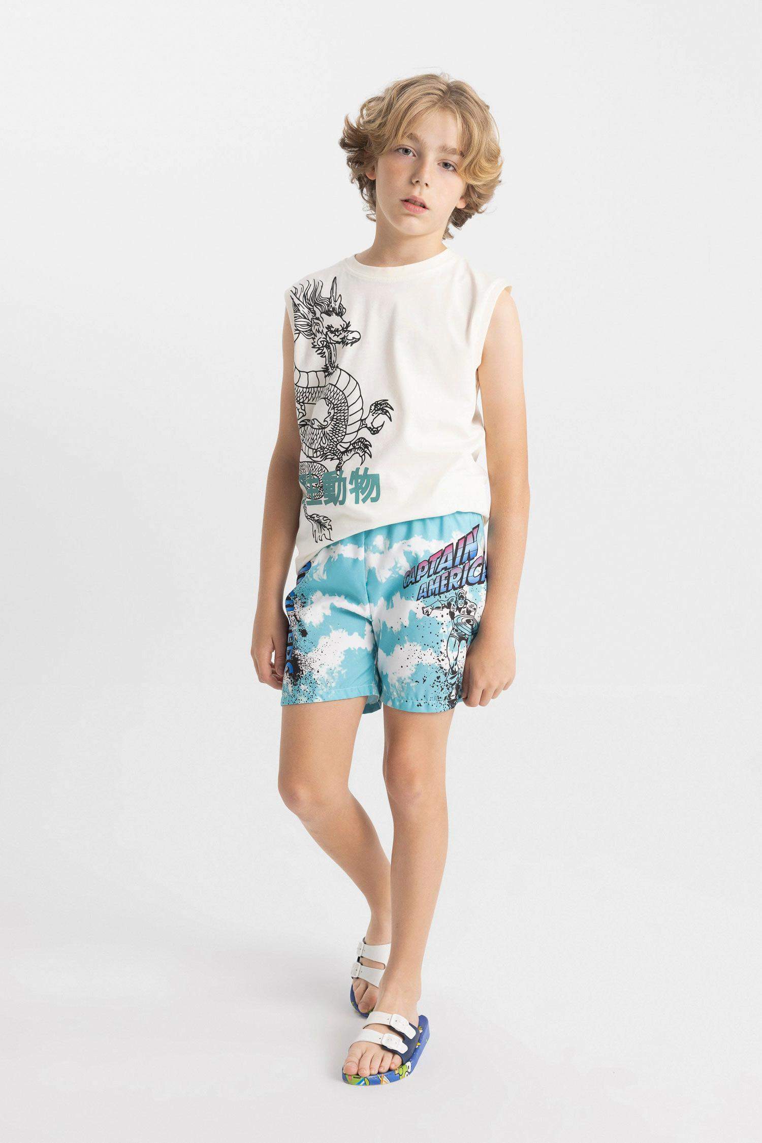 Boy Regular Fit Avengers Swim Shorts