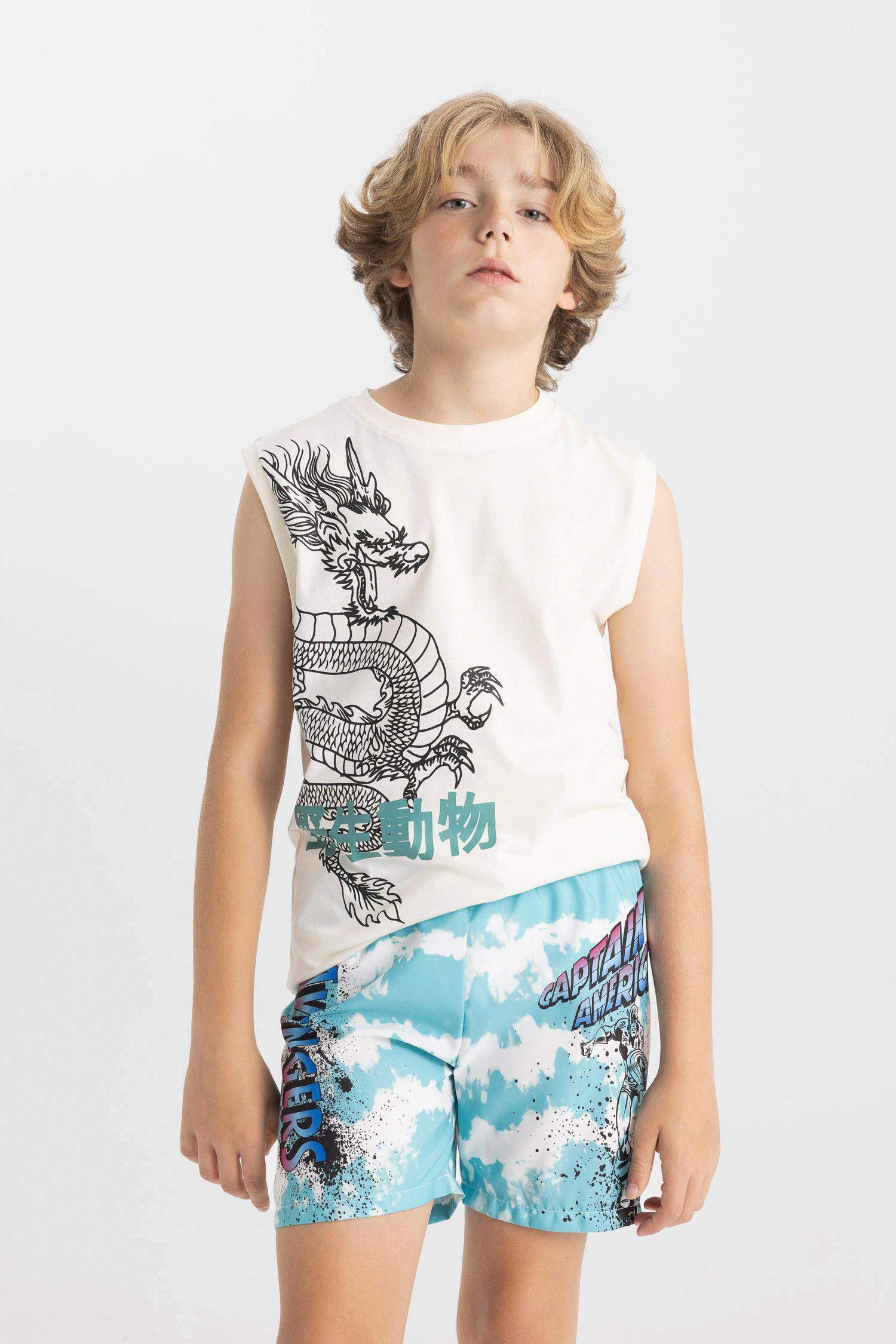 Boy Regular Fit Avengers Swim Shorts