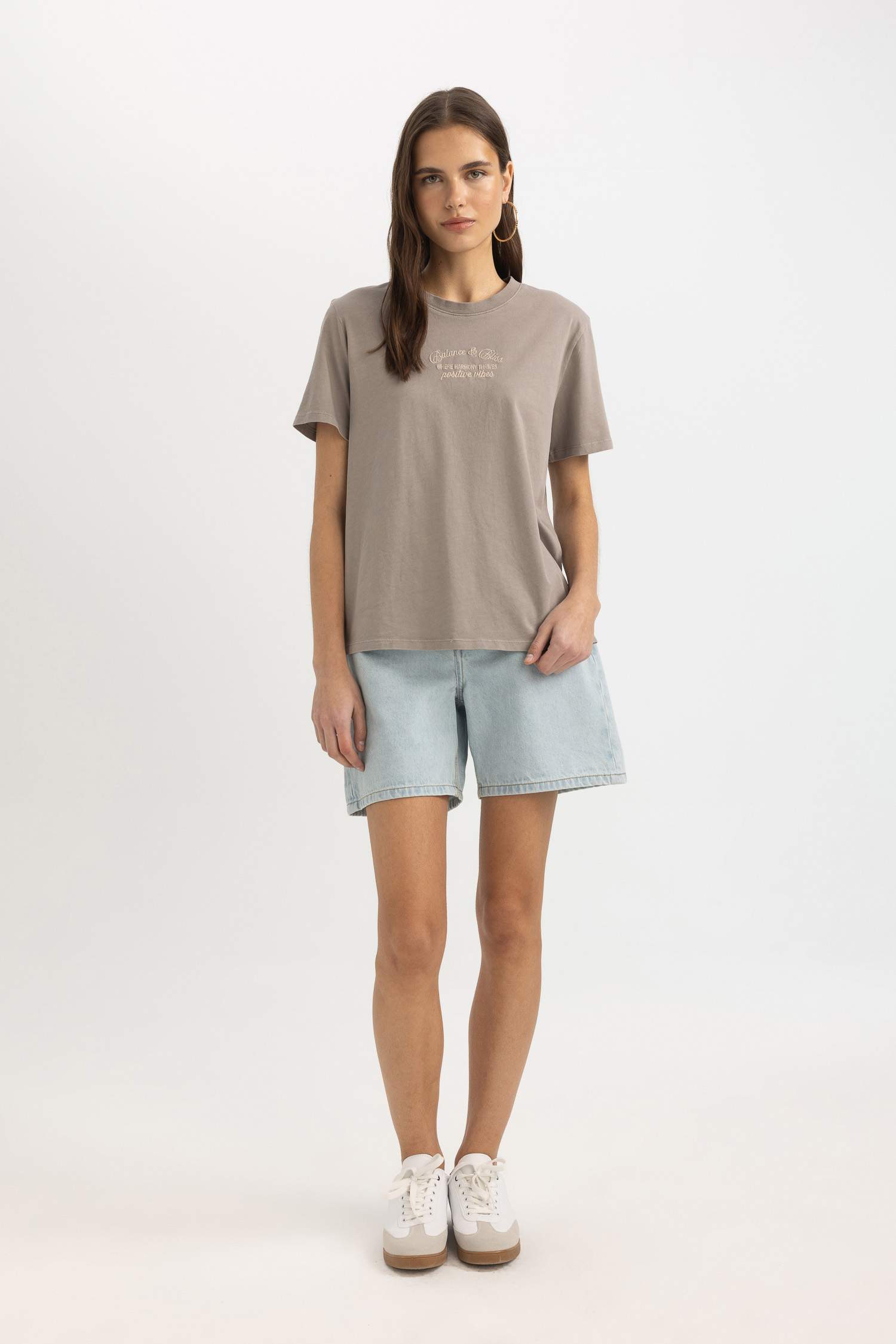 Regular Fit Crew Neck Slogan Short Sleeve T-Shirt