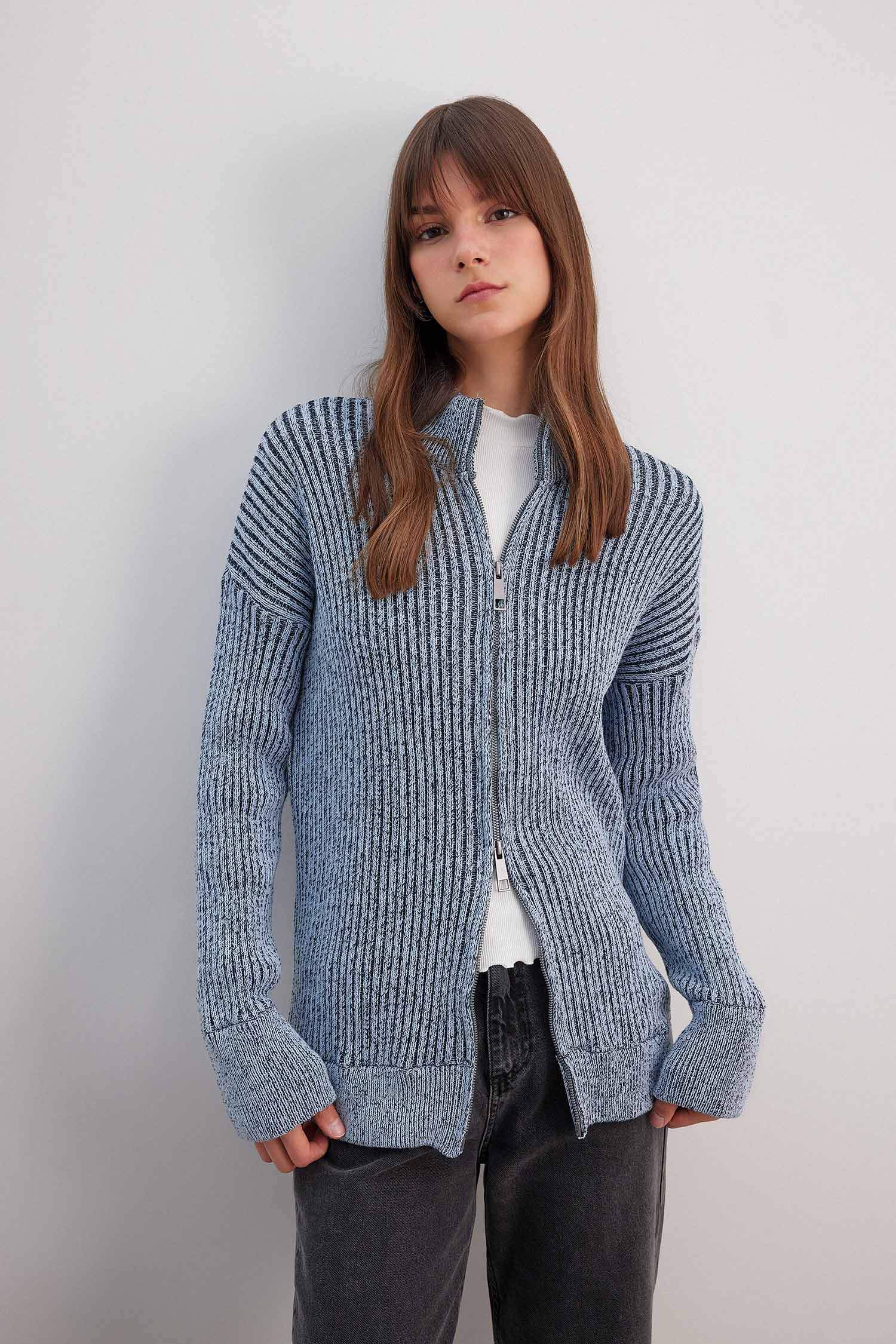 Regular Fit Half Turtleneck Cardigan