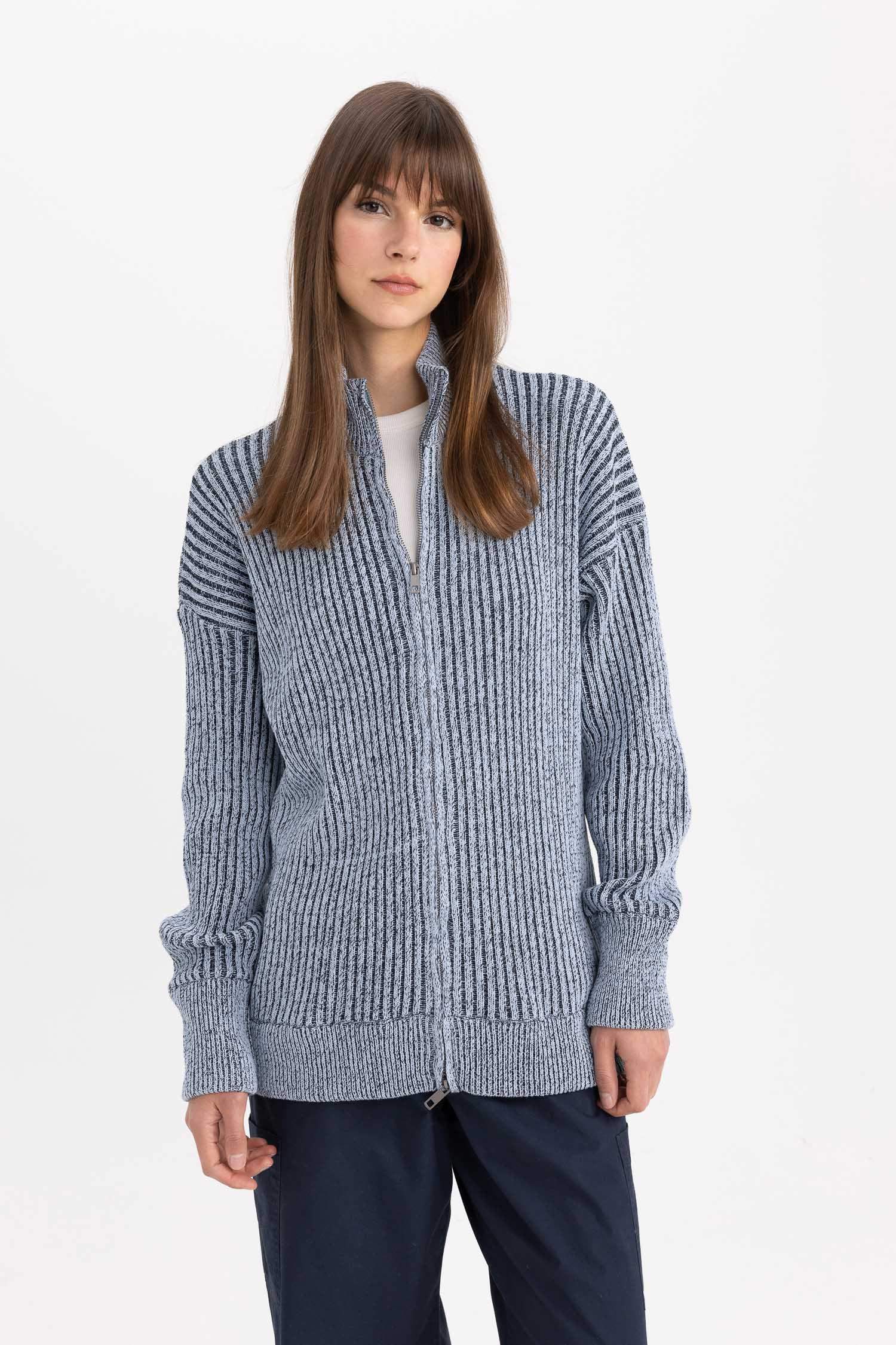 Regular Fit Half Turtleneck Cardigan