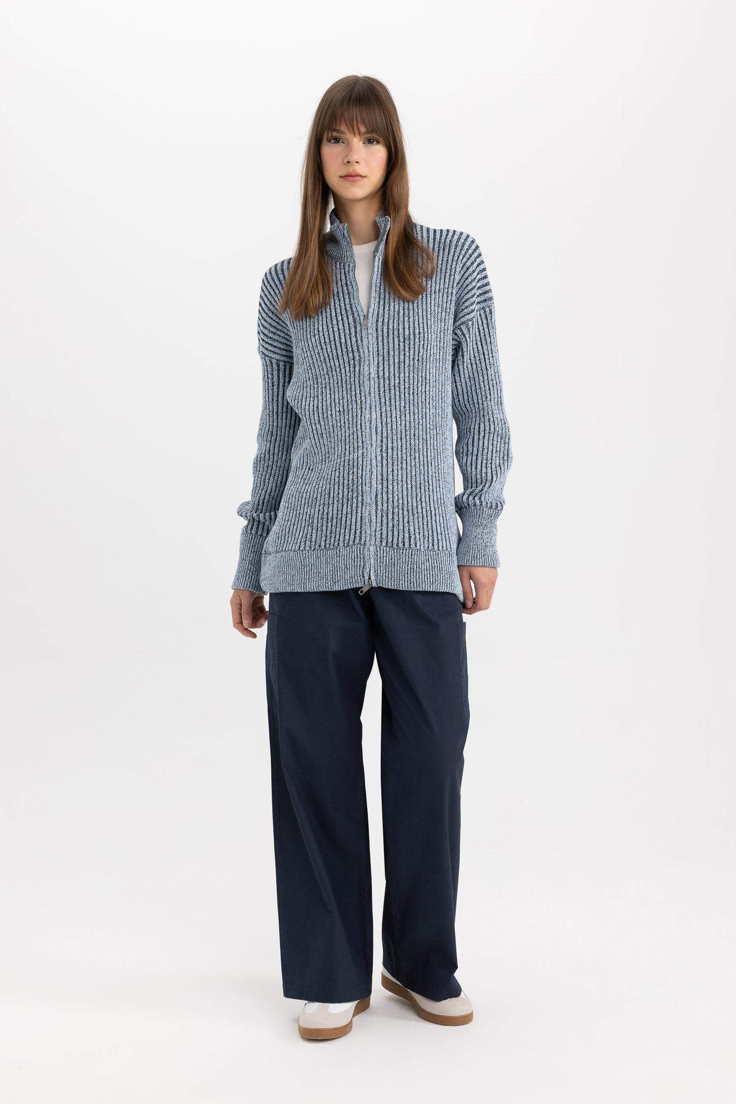 Regular Fit Half Turtleneck Cardigan