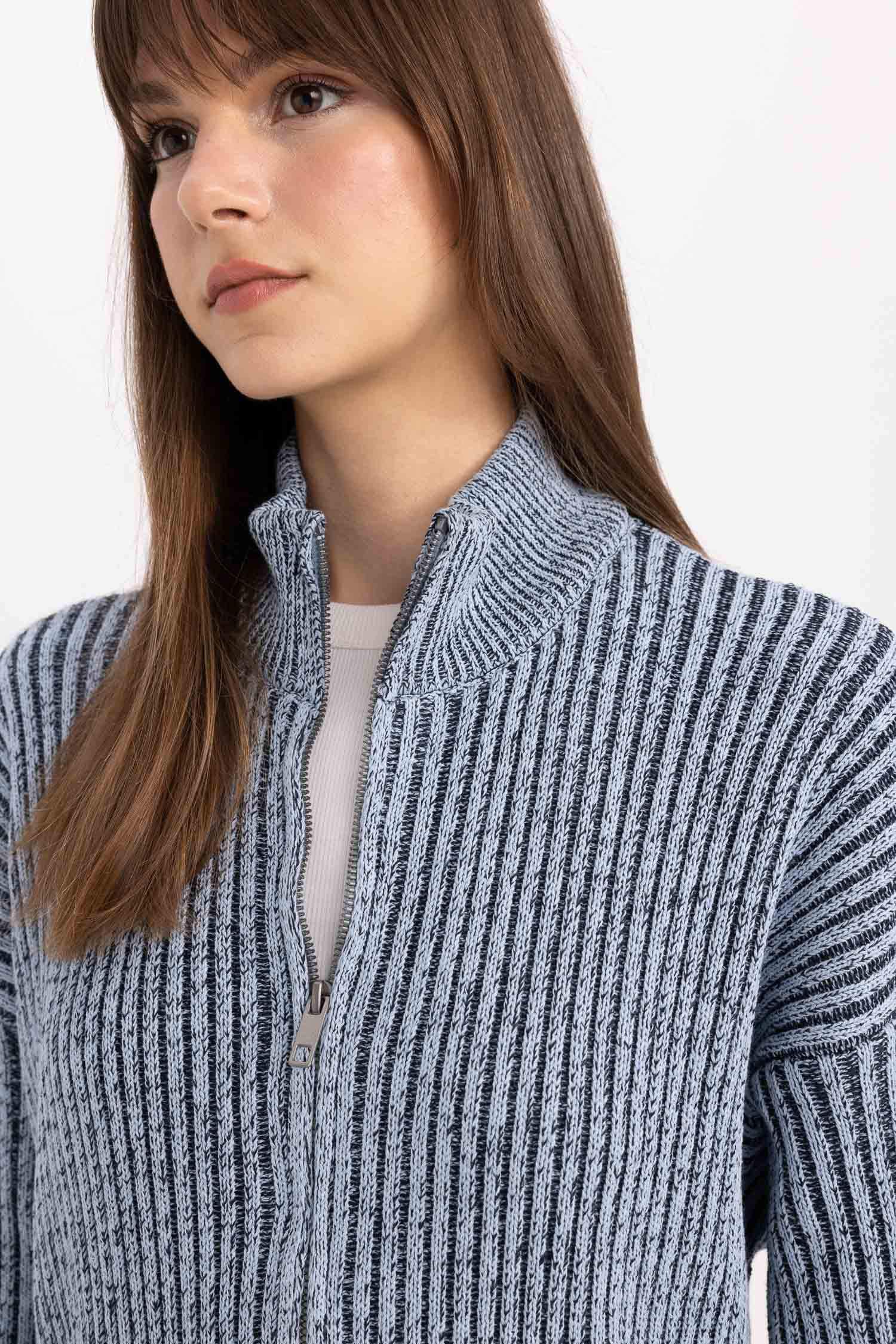 Regular Fit Half Turtleneck Cardigan