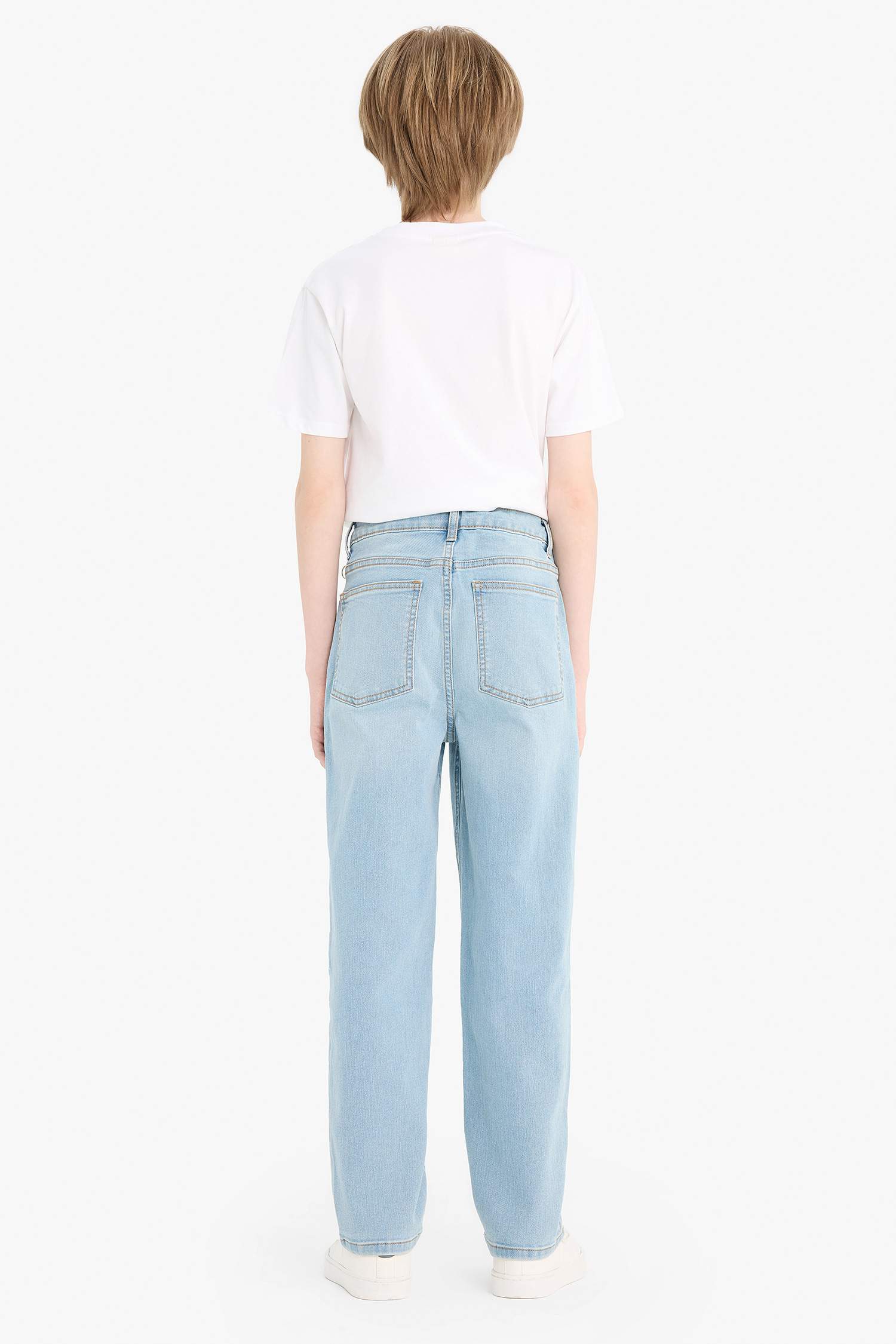 Erkek Çocuk Straight Fit Düz Paça Cepli Basic Düz Jean Pantolon