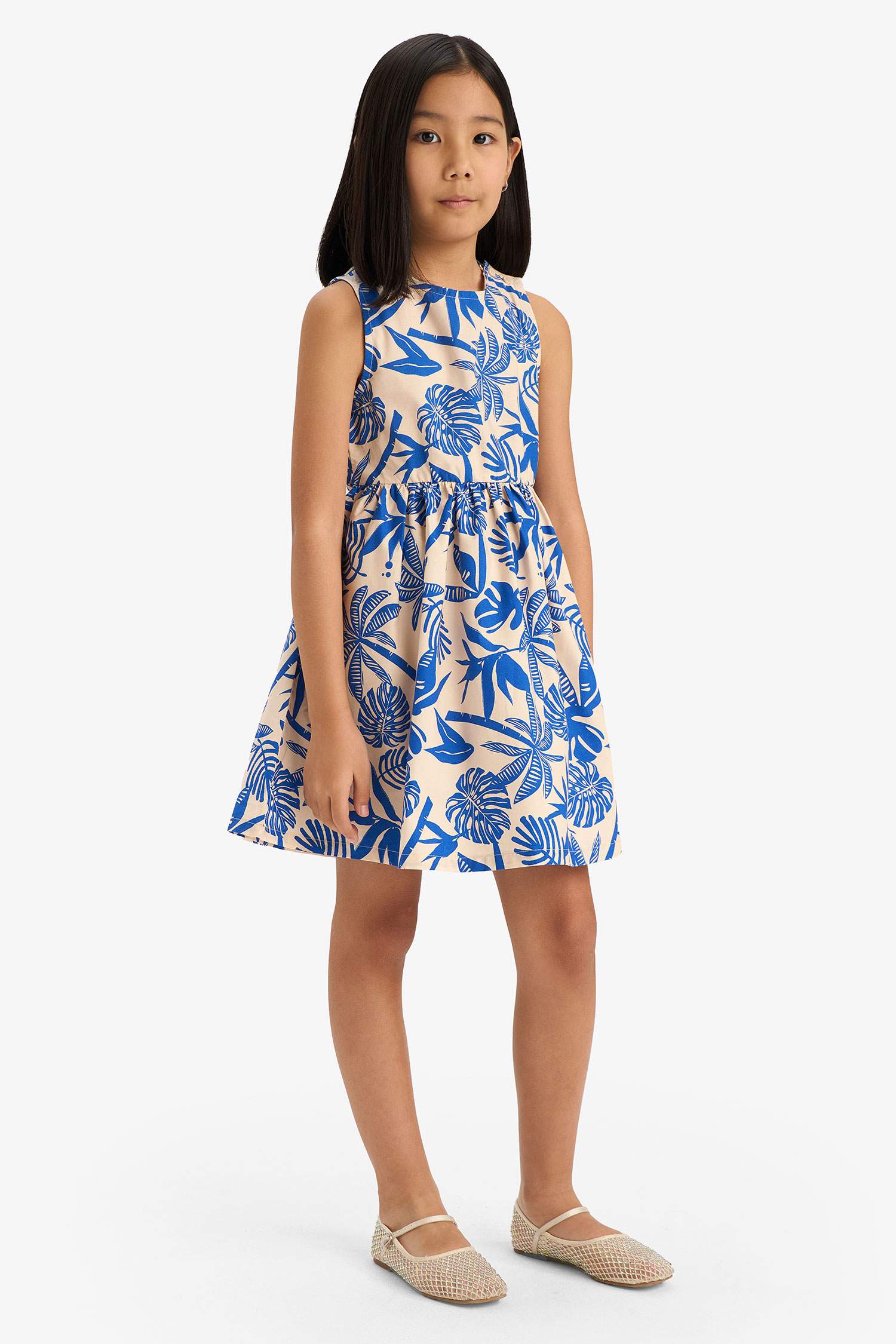 فستان بناتي بوبلين منقوش