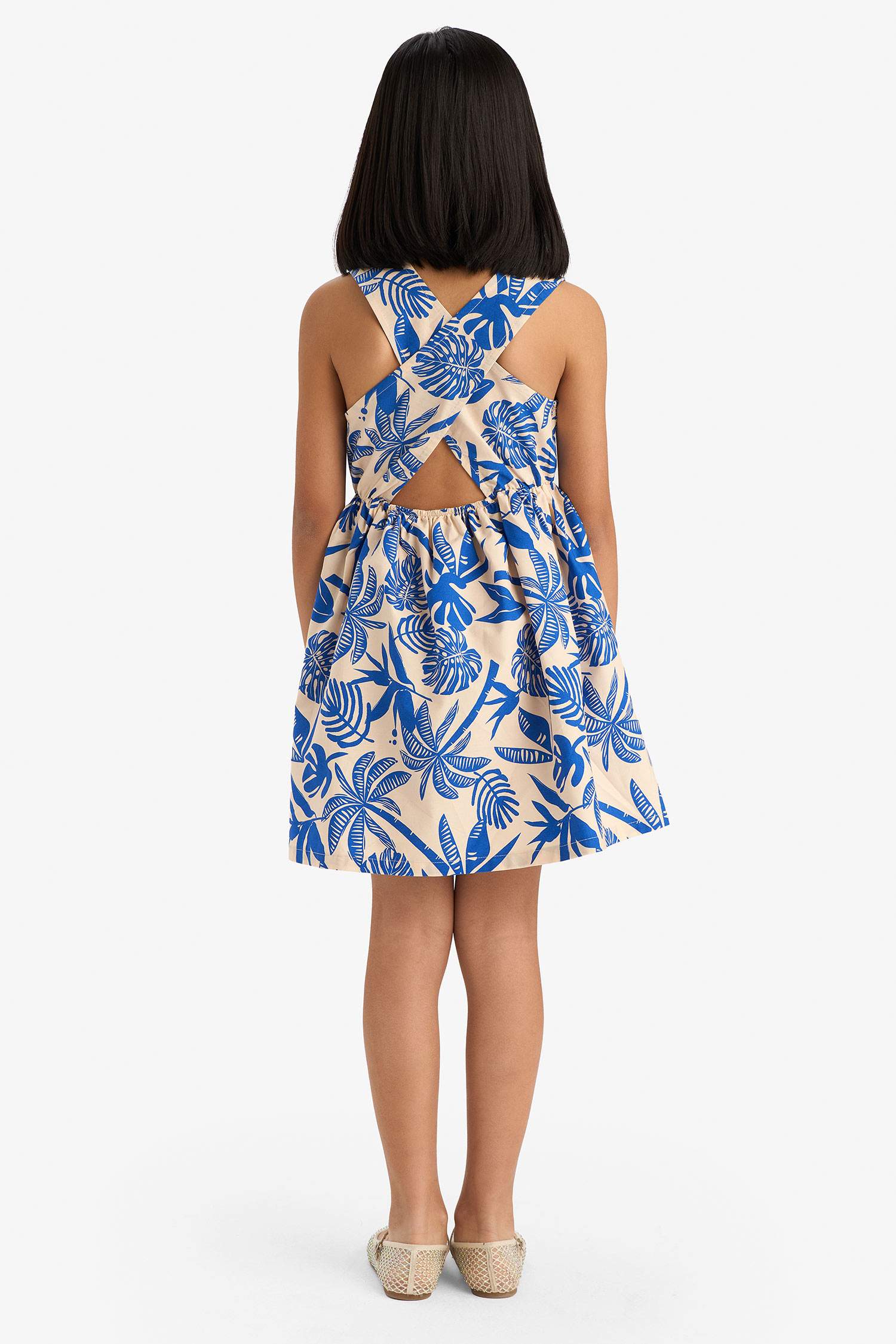 فستان بناتي بوبلين منقوش