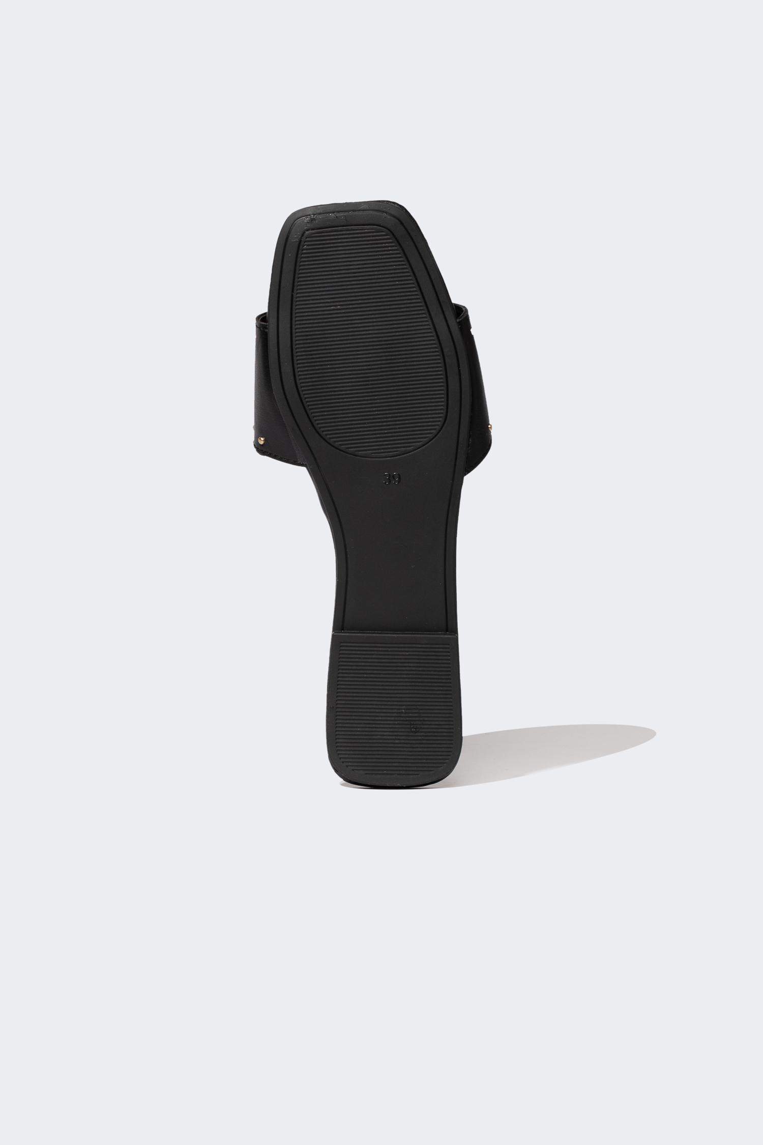 Tongs en Simili-Cuir à Semelle Plate et une Seule Bande pour Femme