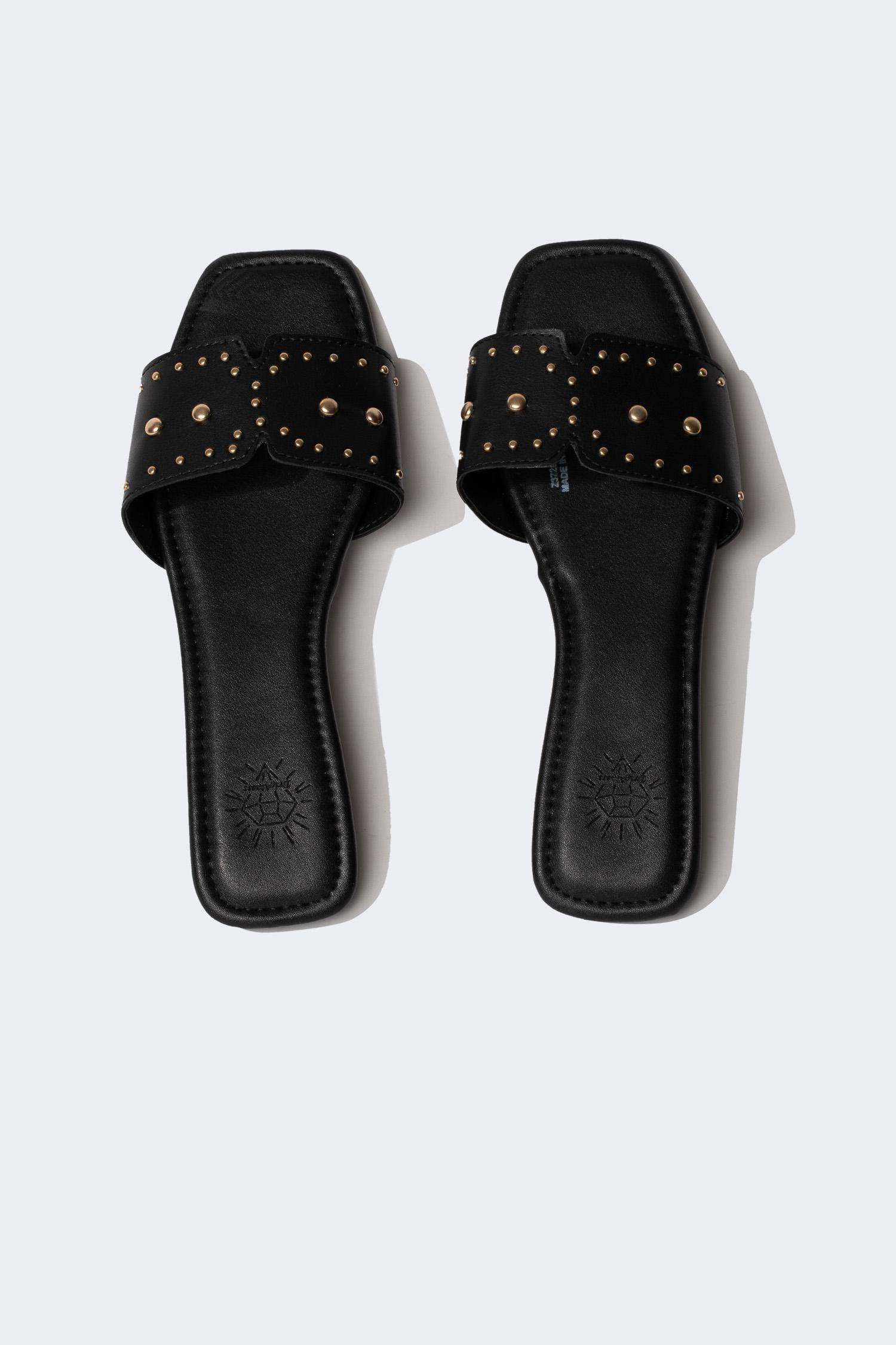 Tongs en Simili-Cuir à Semelle Plate et une Seule Bande pour Femme