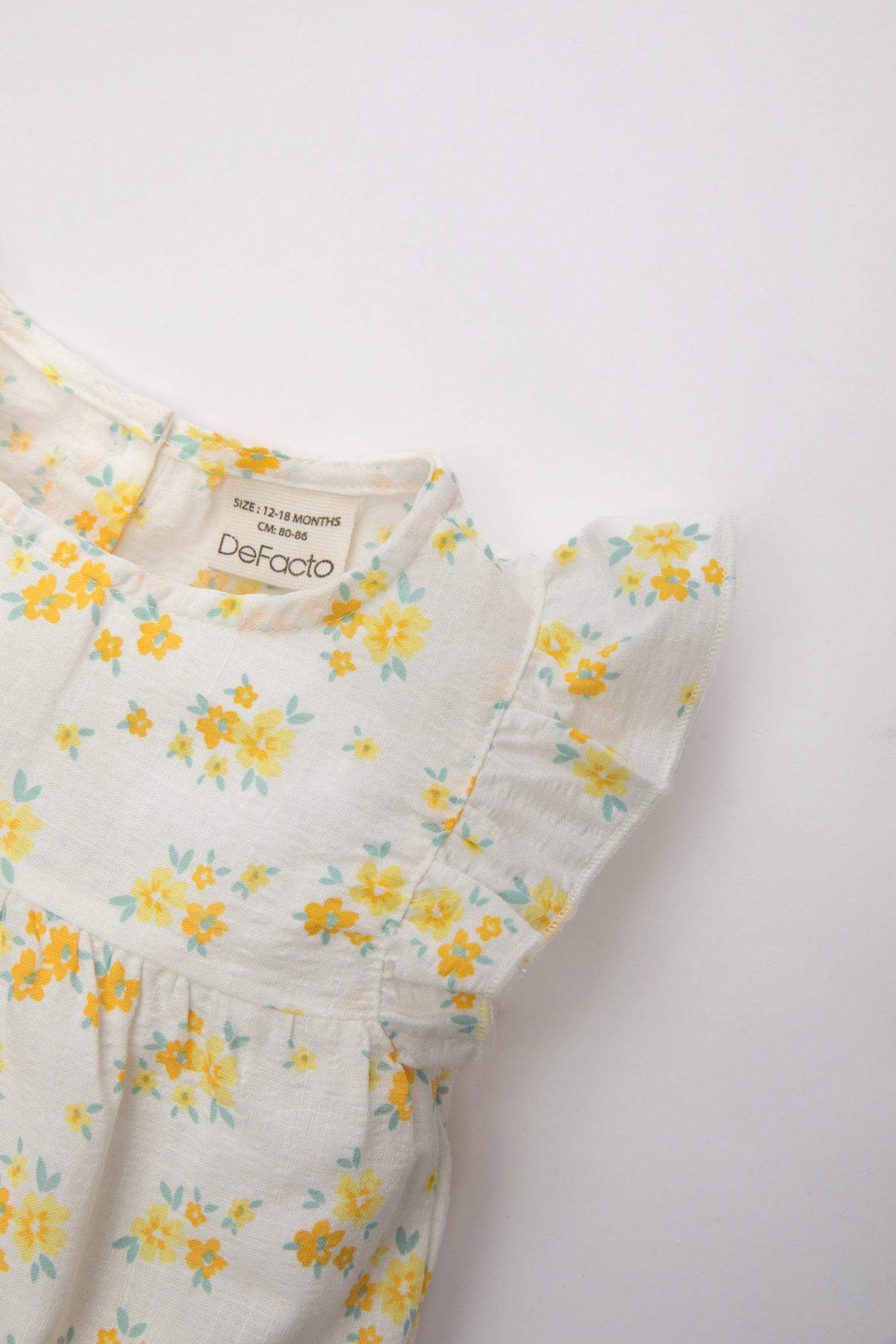 Regular Fit Linen Look Flower Short Sleeve Shirt