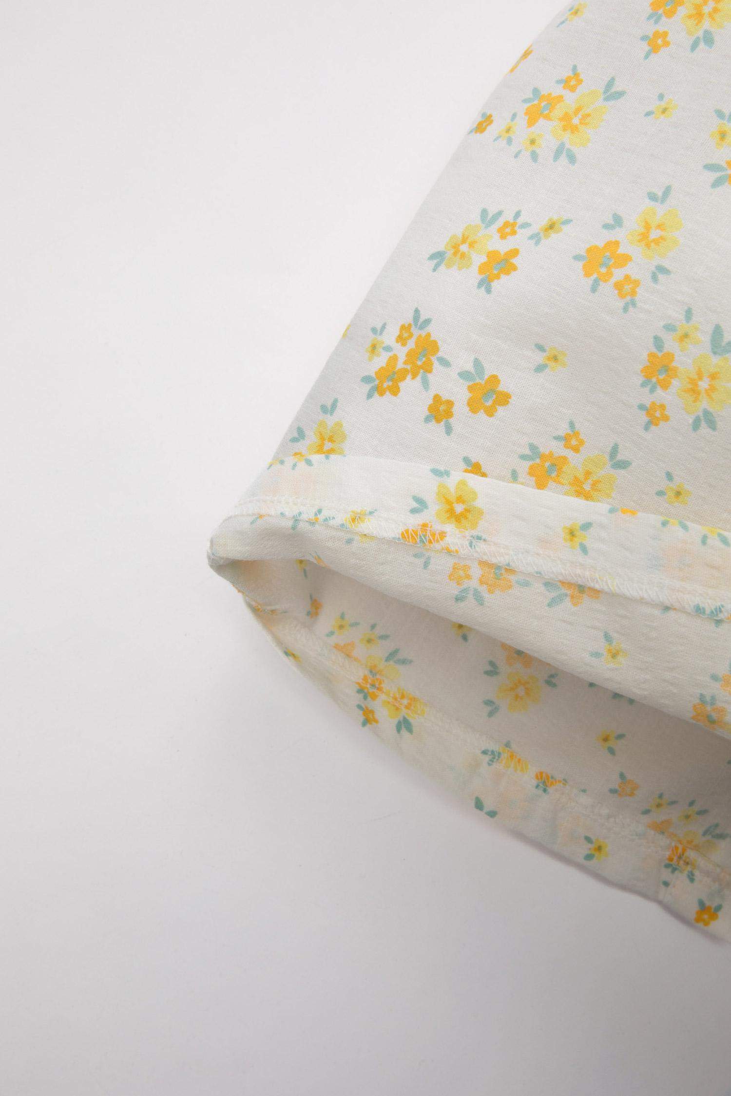 Regular Fit Linen Look Flower Short Sleeve Shirt