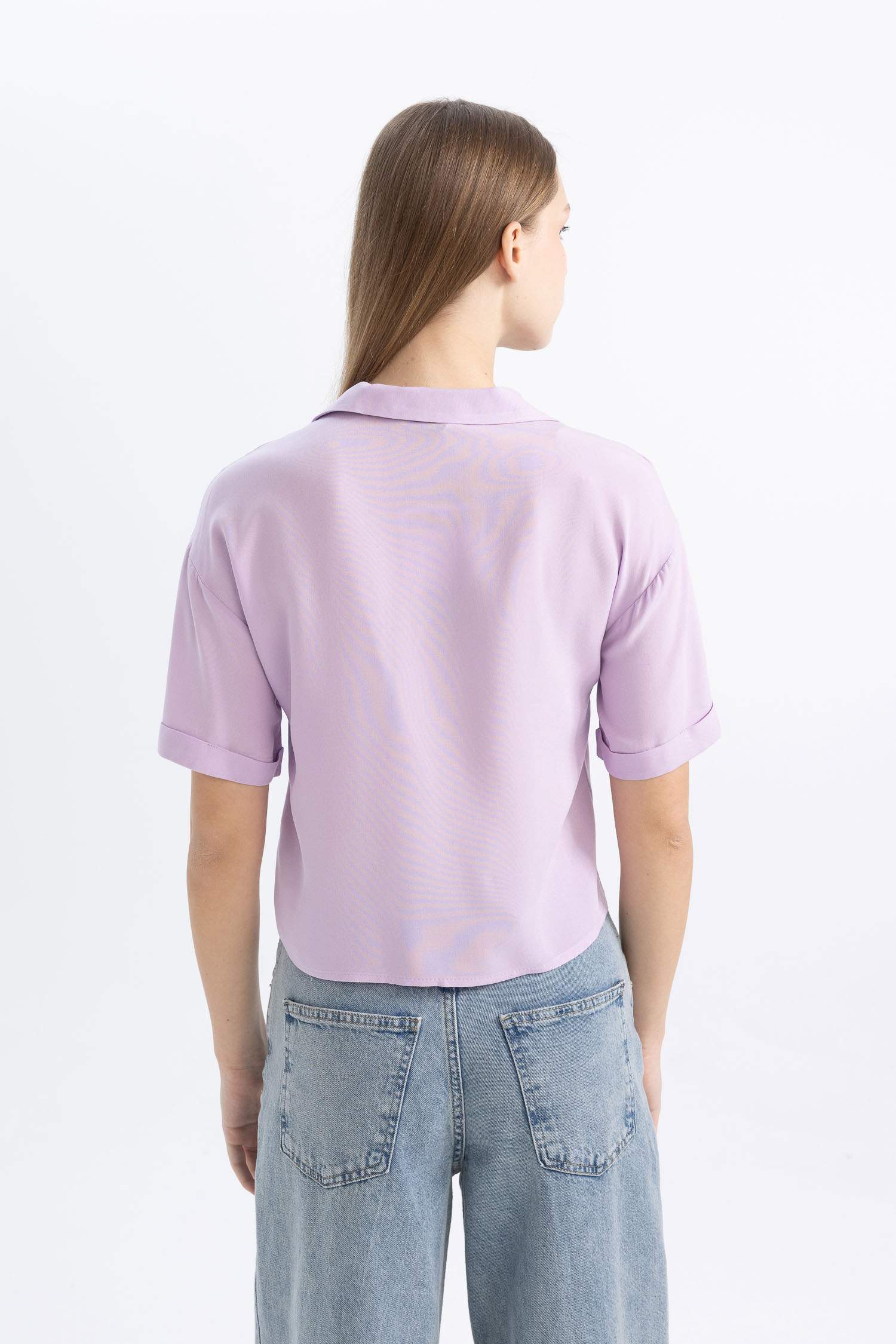 Coool Oversize Geniş Kalıp Pijama Yaka Kısa Kollu Gömlek