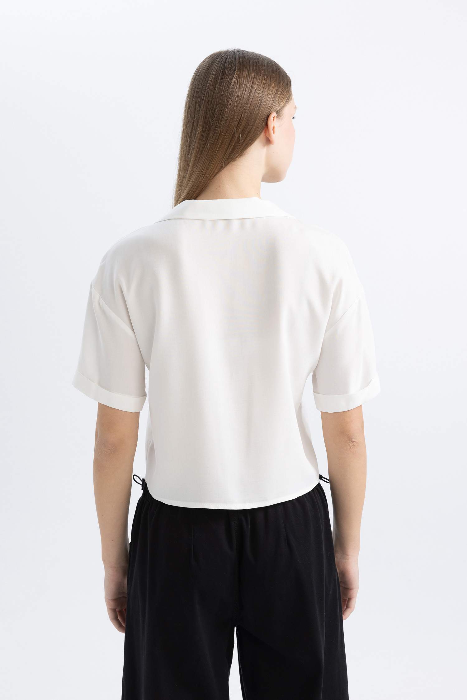 Oversize Fit Pajama Collar Short Sleeve Shirt