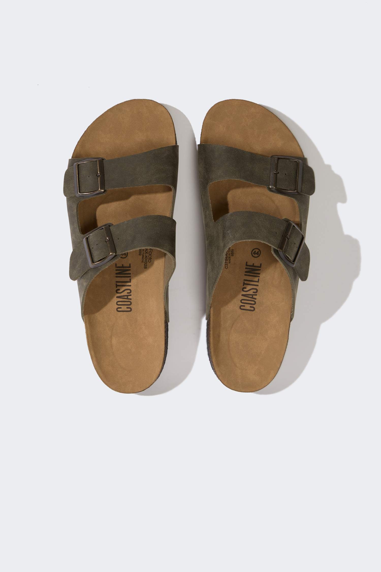 Erkek Düz Taban Çift Bantlı Suni Deri Terlik