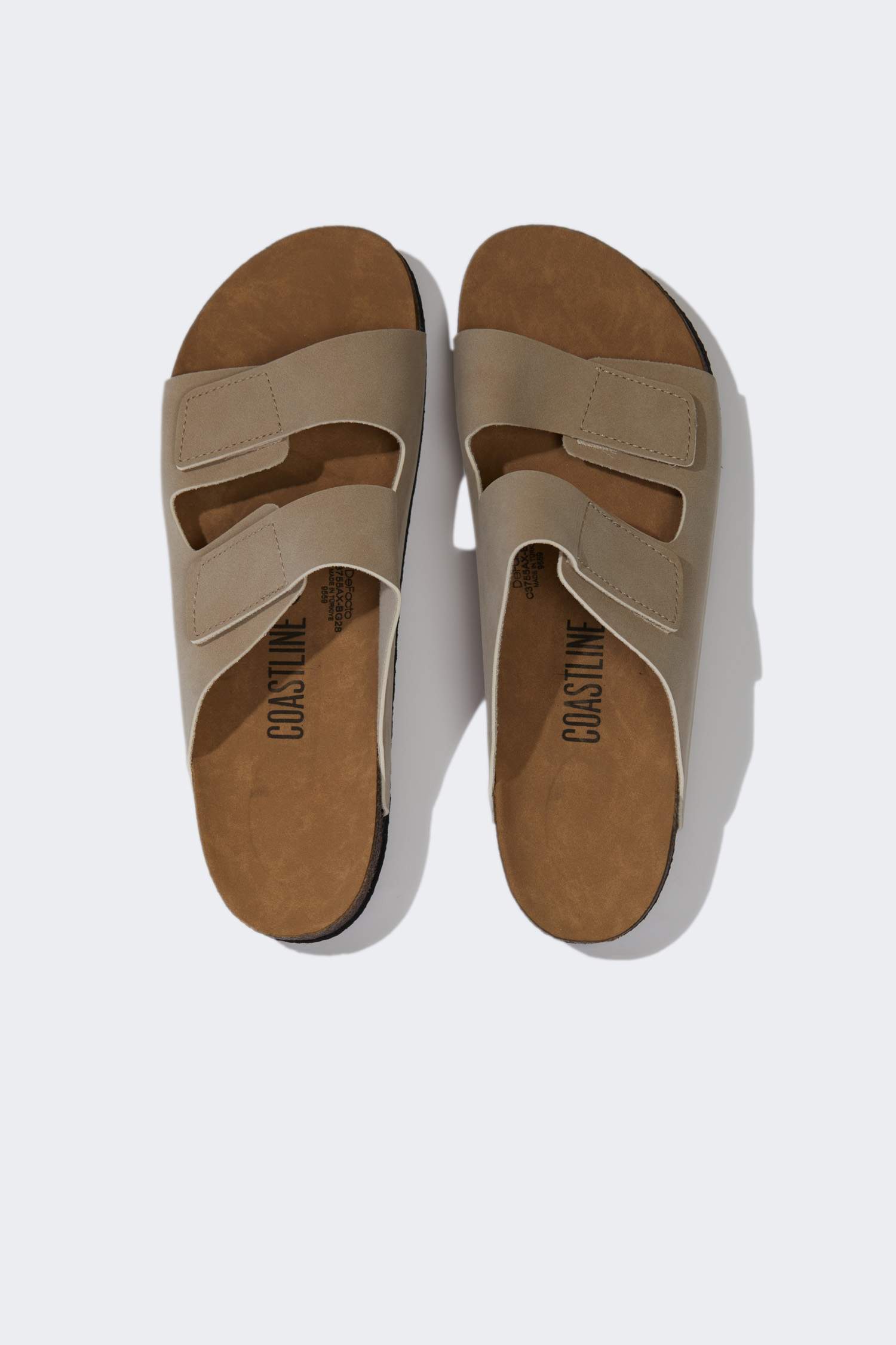 Erkek Düz Taban Çift Bantlı Suni Deri Terlik