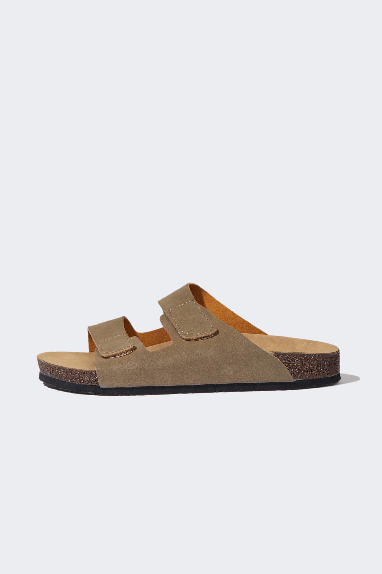 Erkek Düz Taban Çift Bantlı Suni Deri Terlik