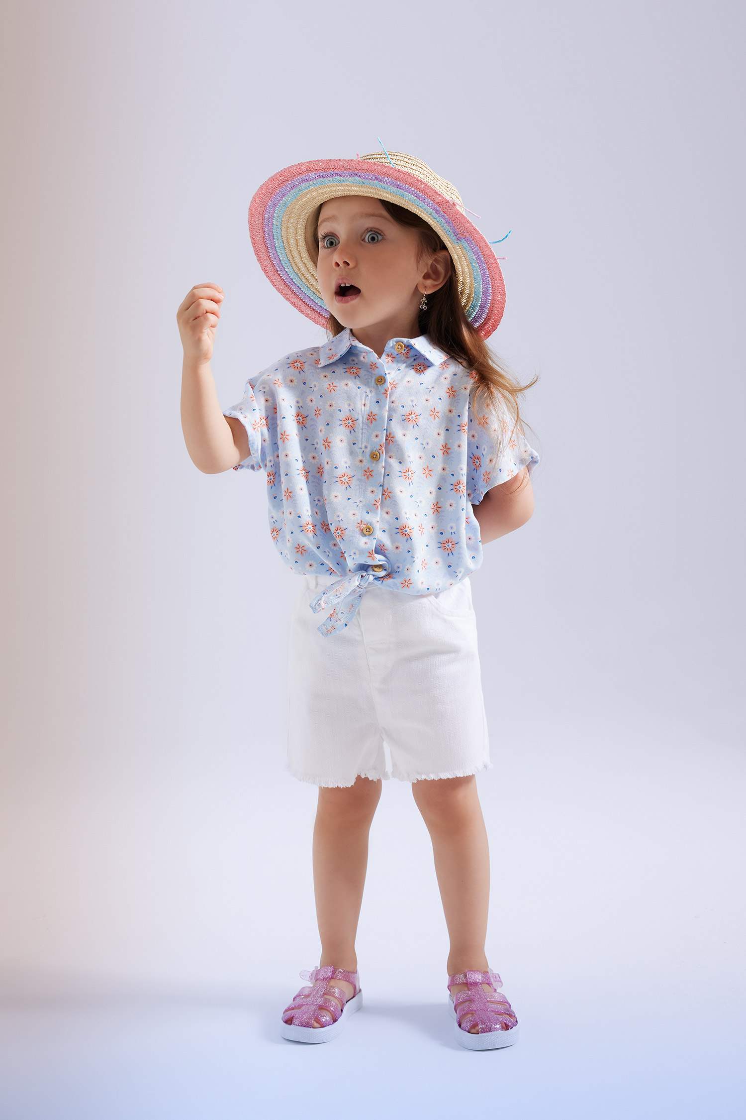 Baby Girl Patterned Short Sleeve Shirt