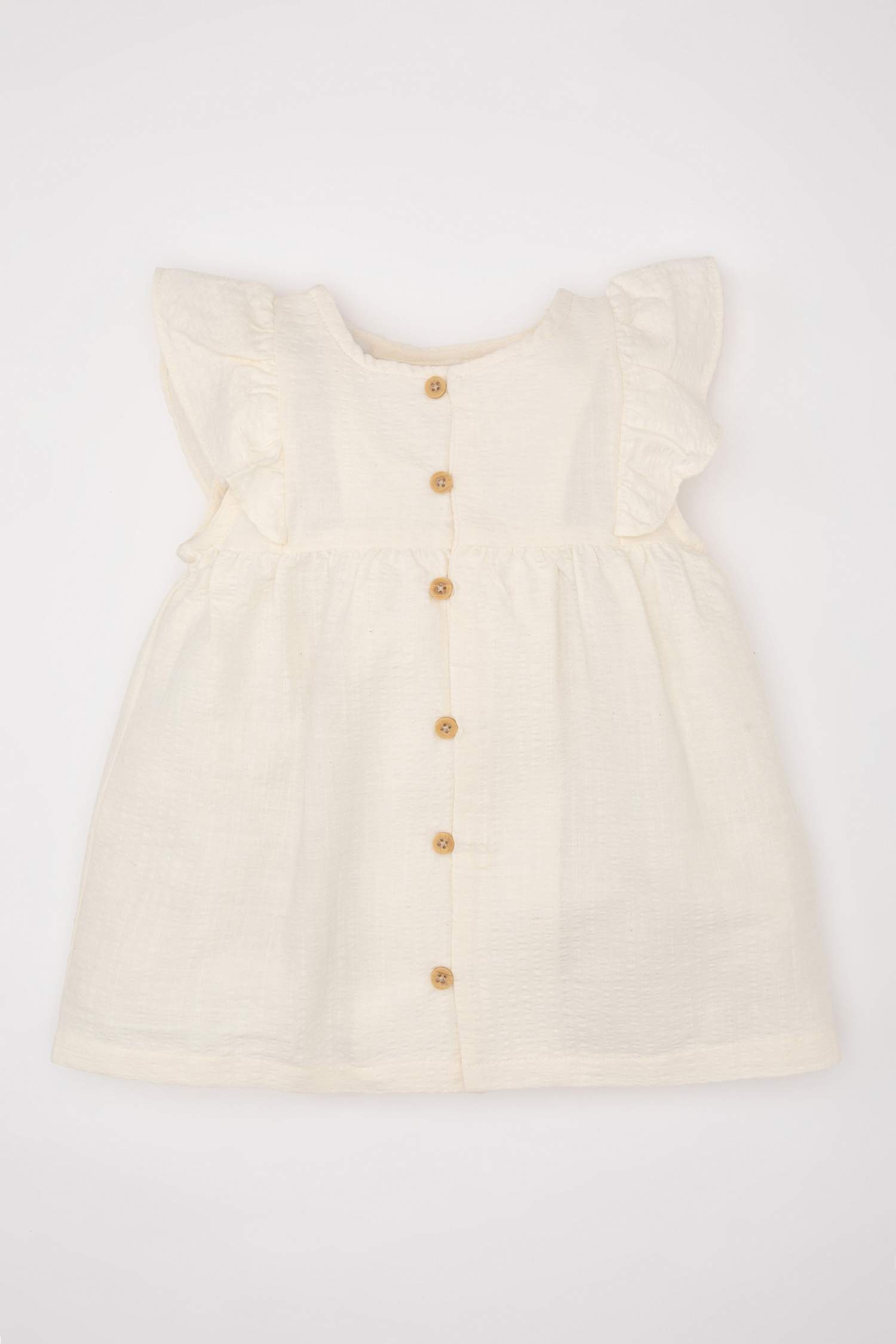 قميص بناتي نص ردن ذو مظهر كتان