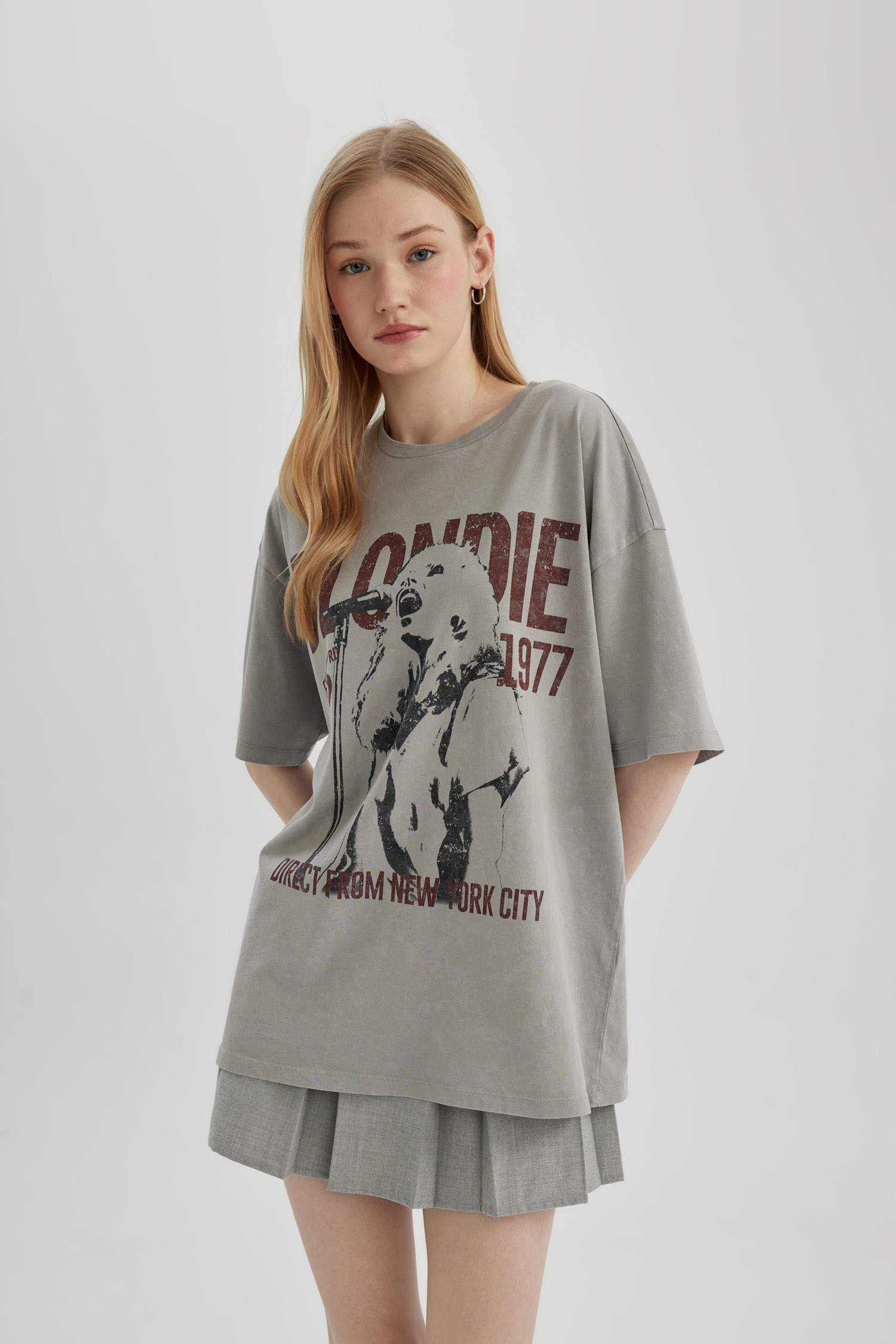 Blondie Oversize Fit Printed Washable Faded Effect T-Shirt