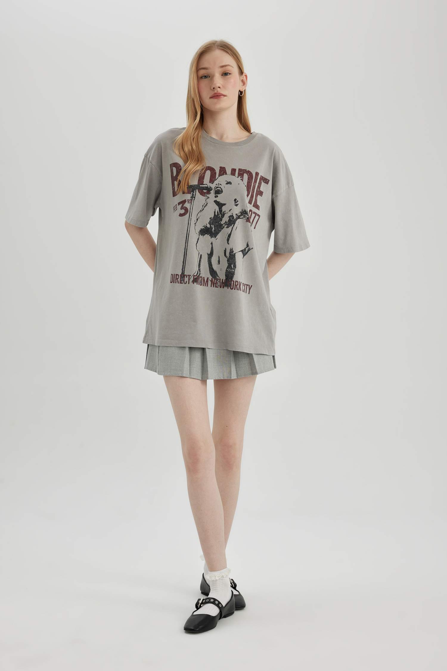 Blondie Oversize Fit Printed Washable Faded Effect T-Shirt
