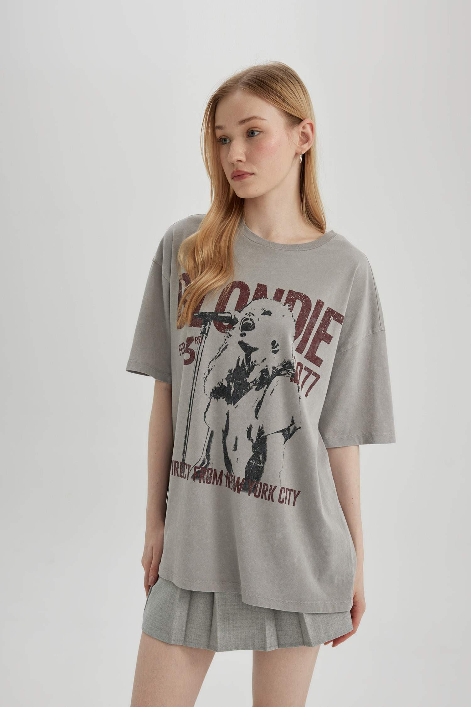Blondie Oversize Fit Printed Washable Faded Effect T-Shirt