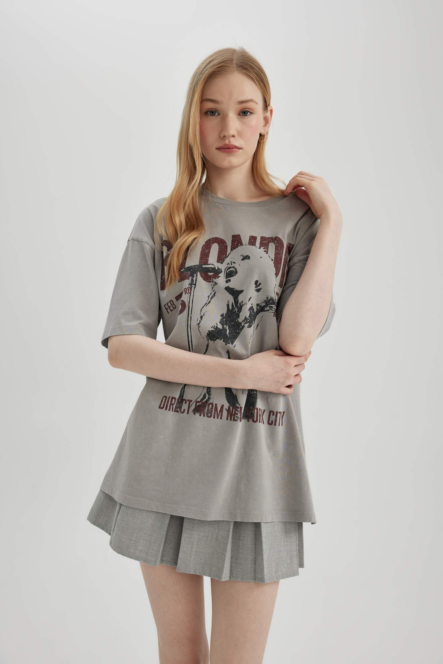 Blondie Oversize Fit Printed Washable Faded Effect T-Shirt