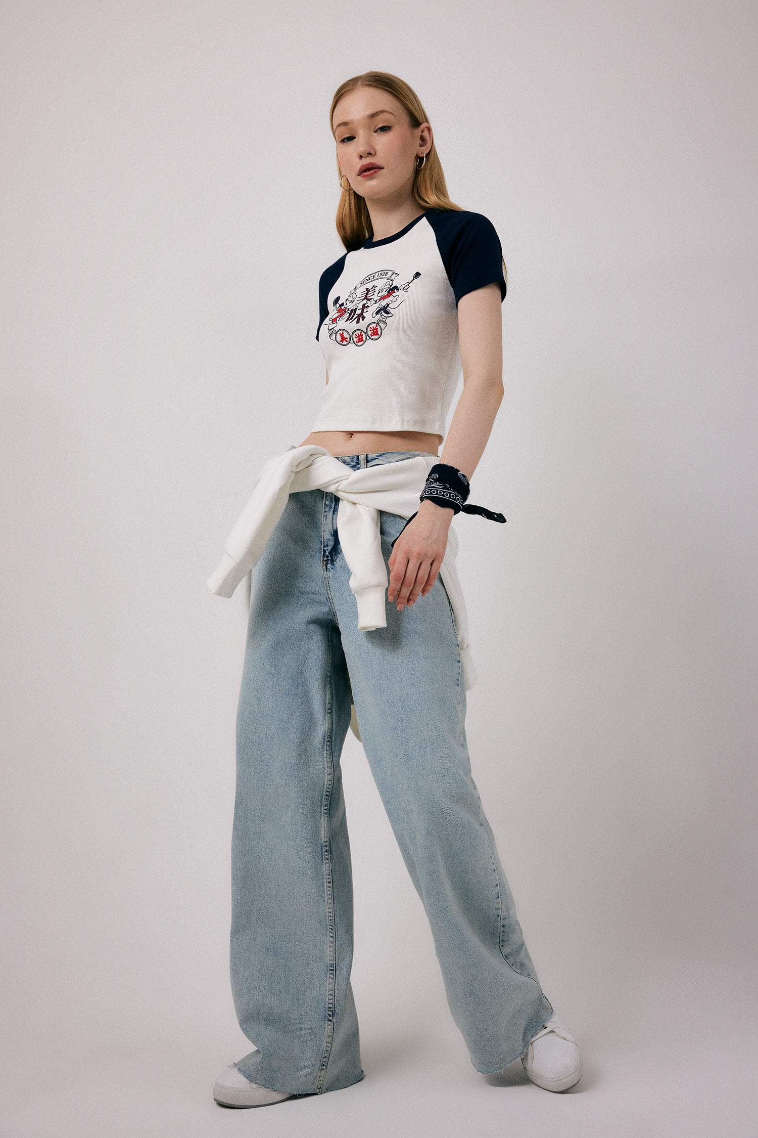 T-Shirt imprimé Disney Mickey & Minnie Col Rond à manches courtess