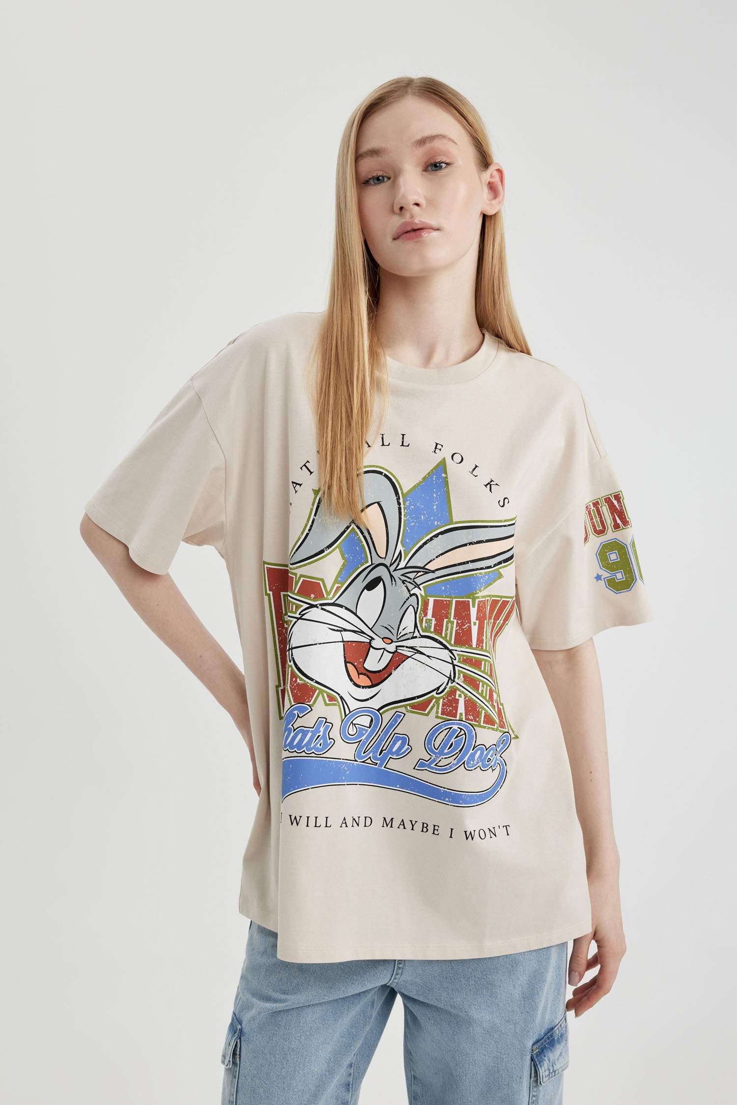 Coool Looney Tunes Лицензиялық дөңгелек жаға үлкен Қысқа жеңді футболка