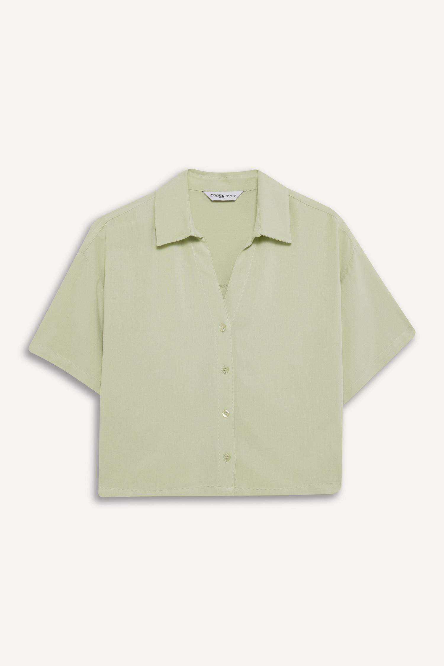 Oversize Geniş Kalıp Keten Karışımlı Kısa Kollu Gömlek