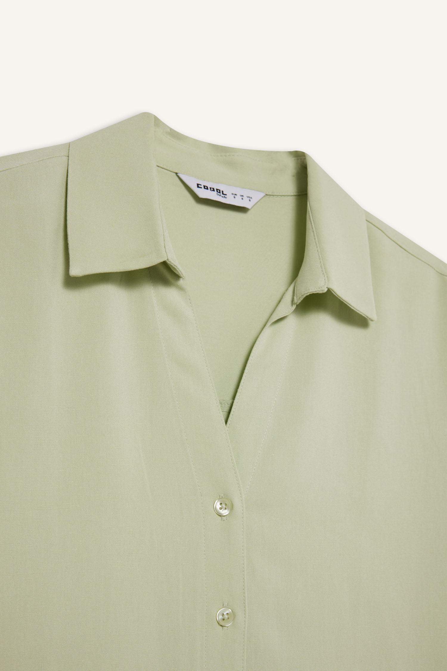 Oversize Geniş Kalıp Keten Karışımlı Kısa Kollu Gömlek