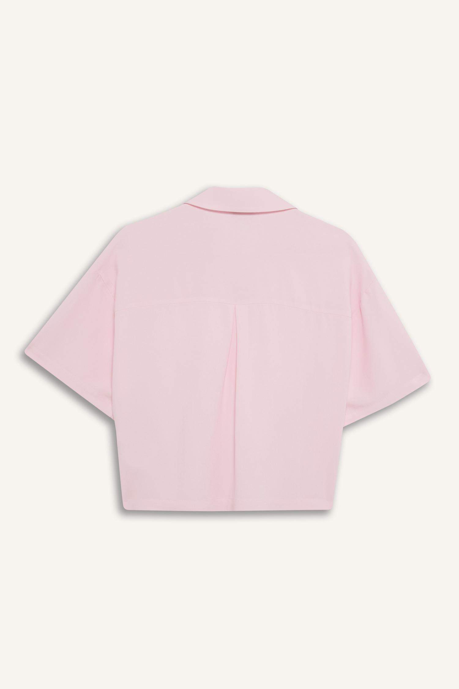 Oversize Geniş Kalıp Keten Karışımlı Kısa Kollu Gömlek