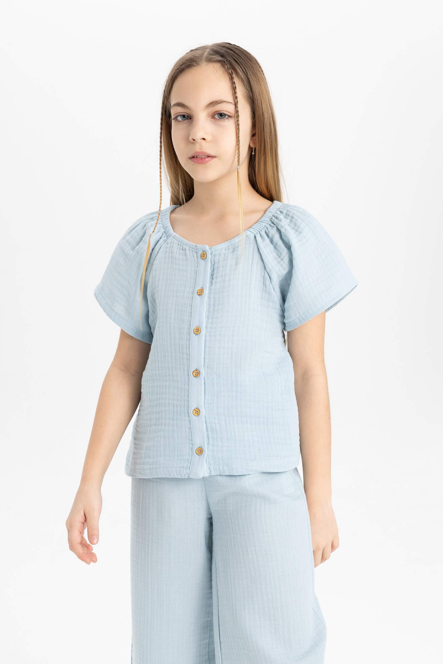 طقم بناتي بلوزة وبنطلون - قطعتين