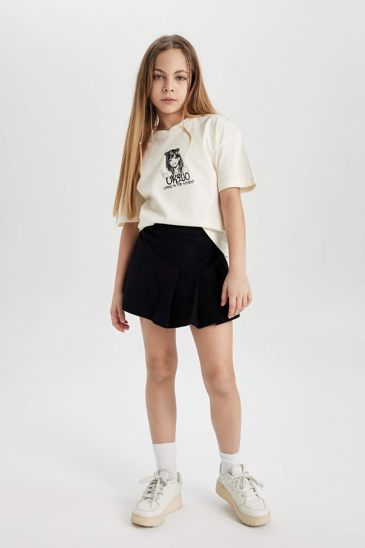 Ensemble de T-Shirt à Manches Courtes, Jupe Short imprimé pour Fille