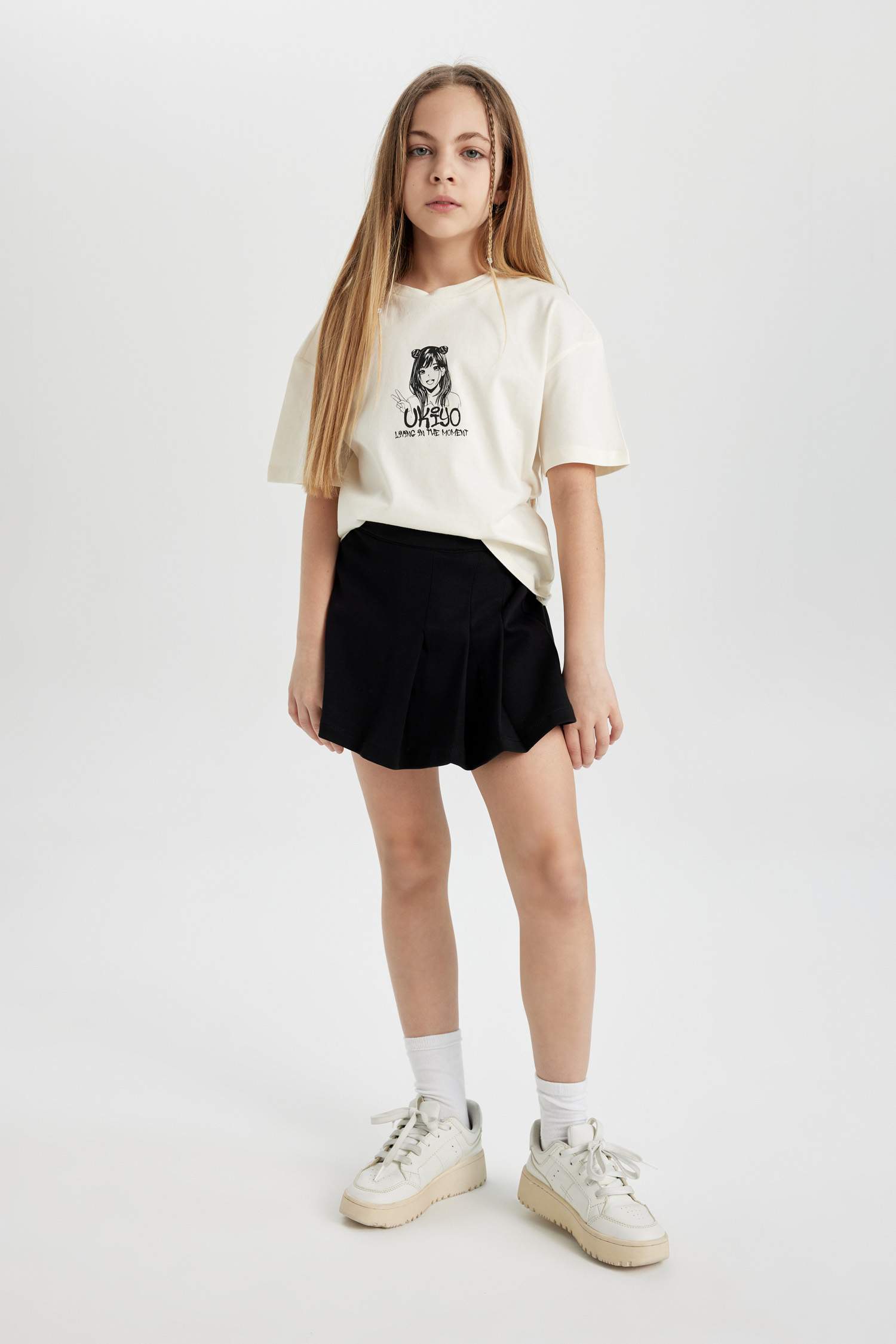 Ensemble de T-Shirt à Manches Courtes, Jupe Short imprimé pour Fille