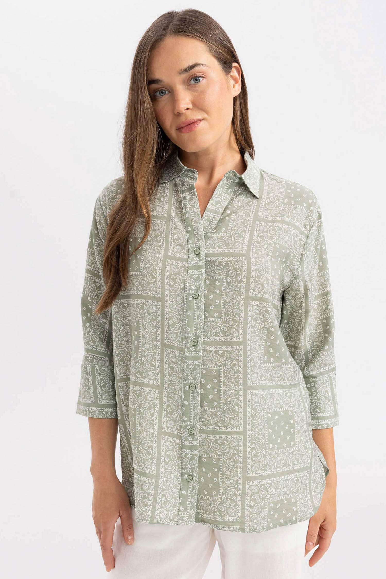 Regular Fit Desenli Yarım Kollu Gömlek