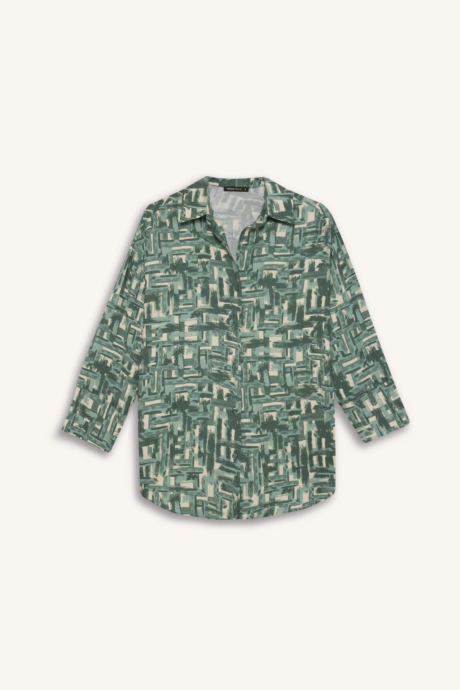 Regular Fit Desenli Uzun Kollu Gömlek