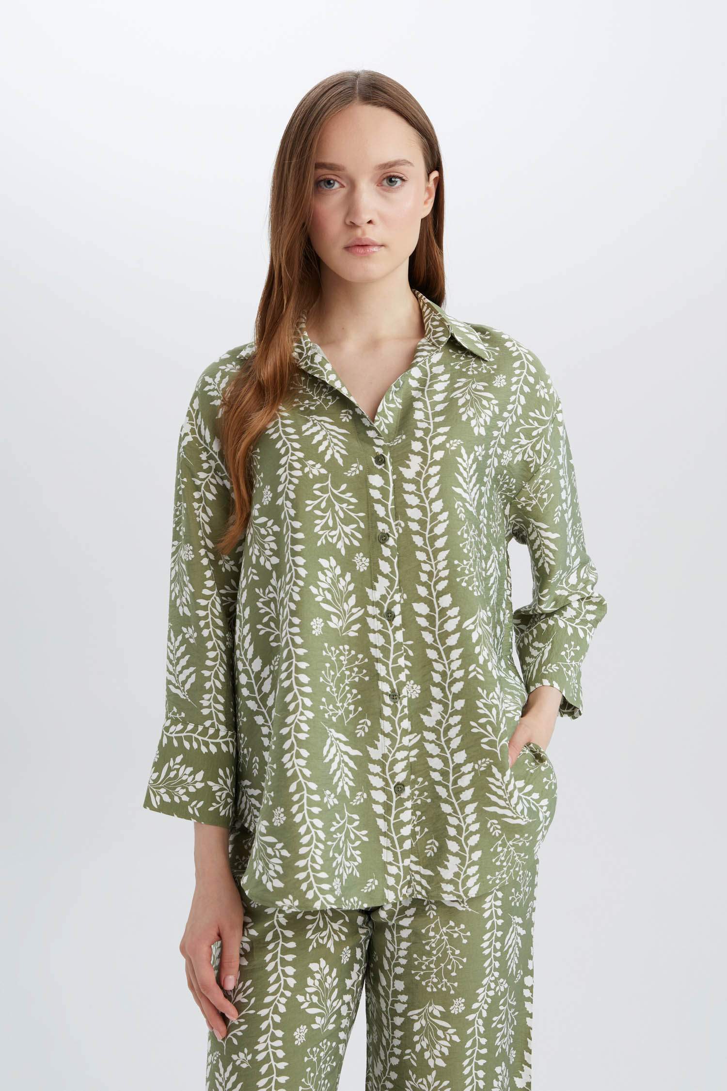 Regular Fit Desenli Uzun Kollu Gömlek