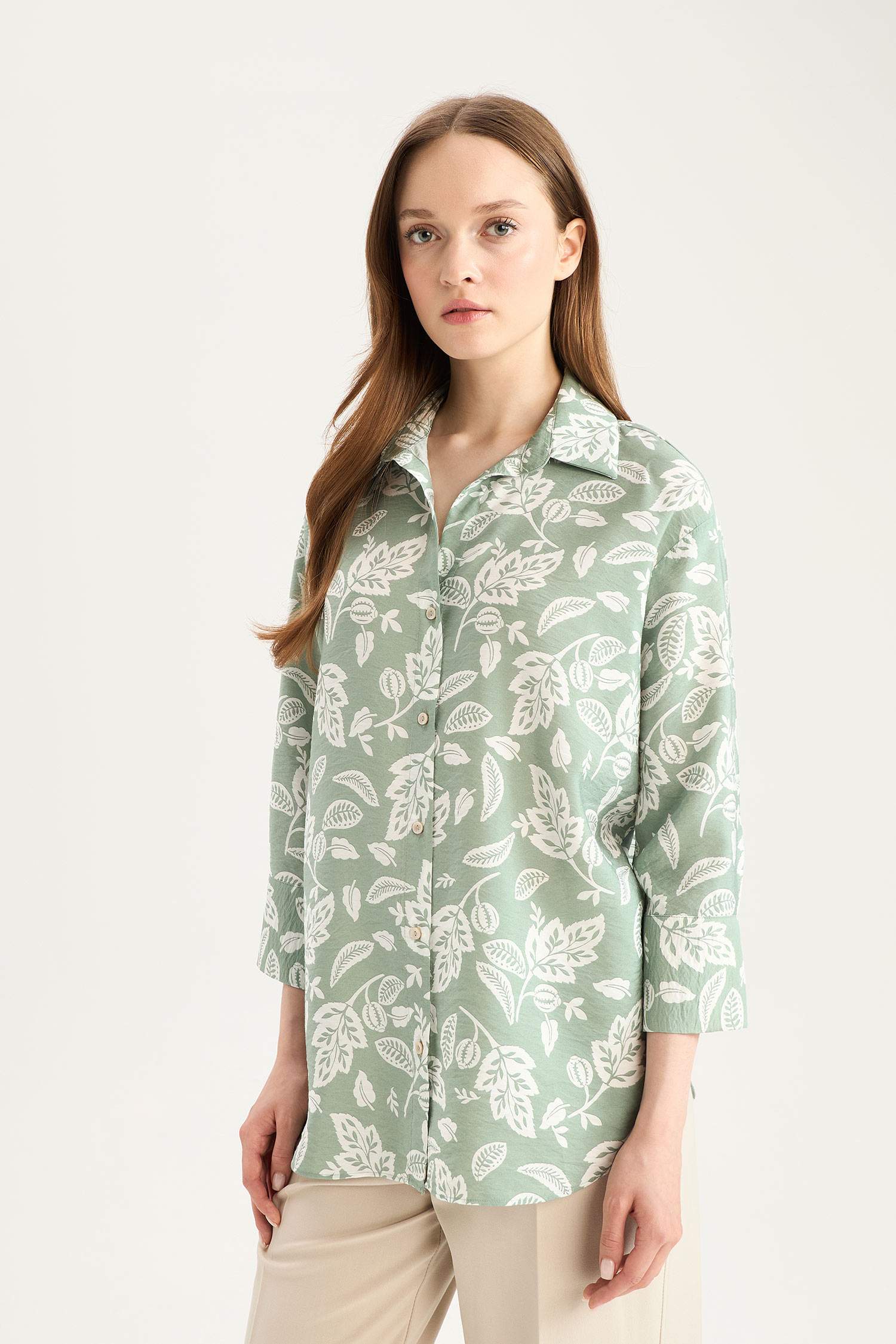 Regular Fit Desenli Uzun Kollu Gömlek