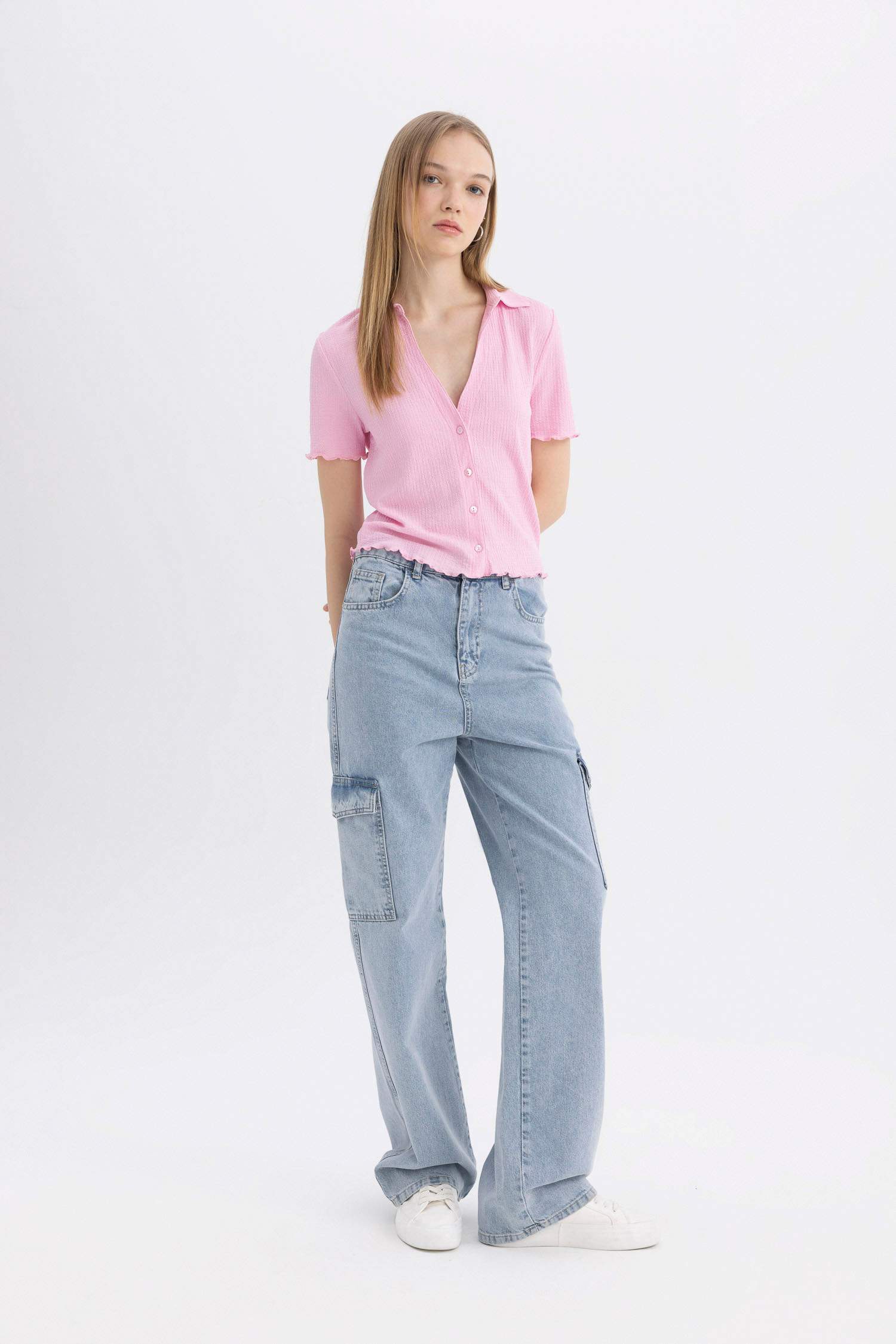 Slim Fit Shirt Collar Short Sleeve Shirt