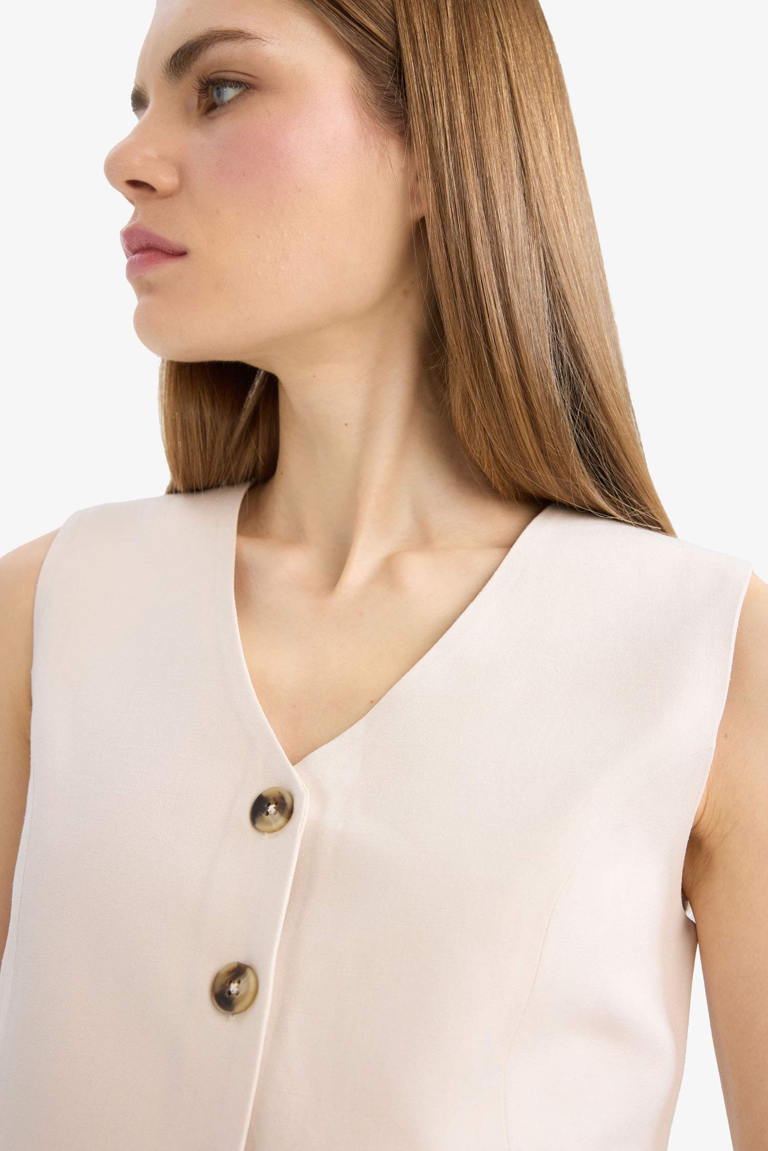 Gilet Blazer en Lin mélangé Col en V