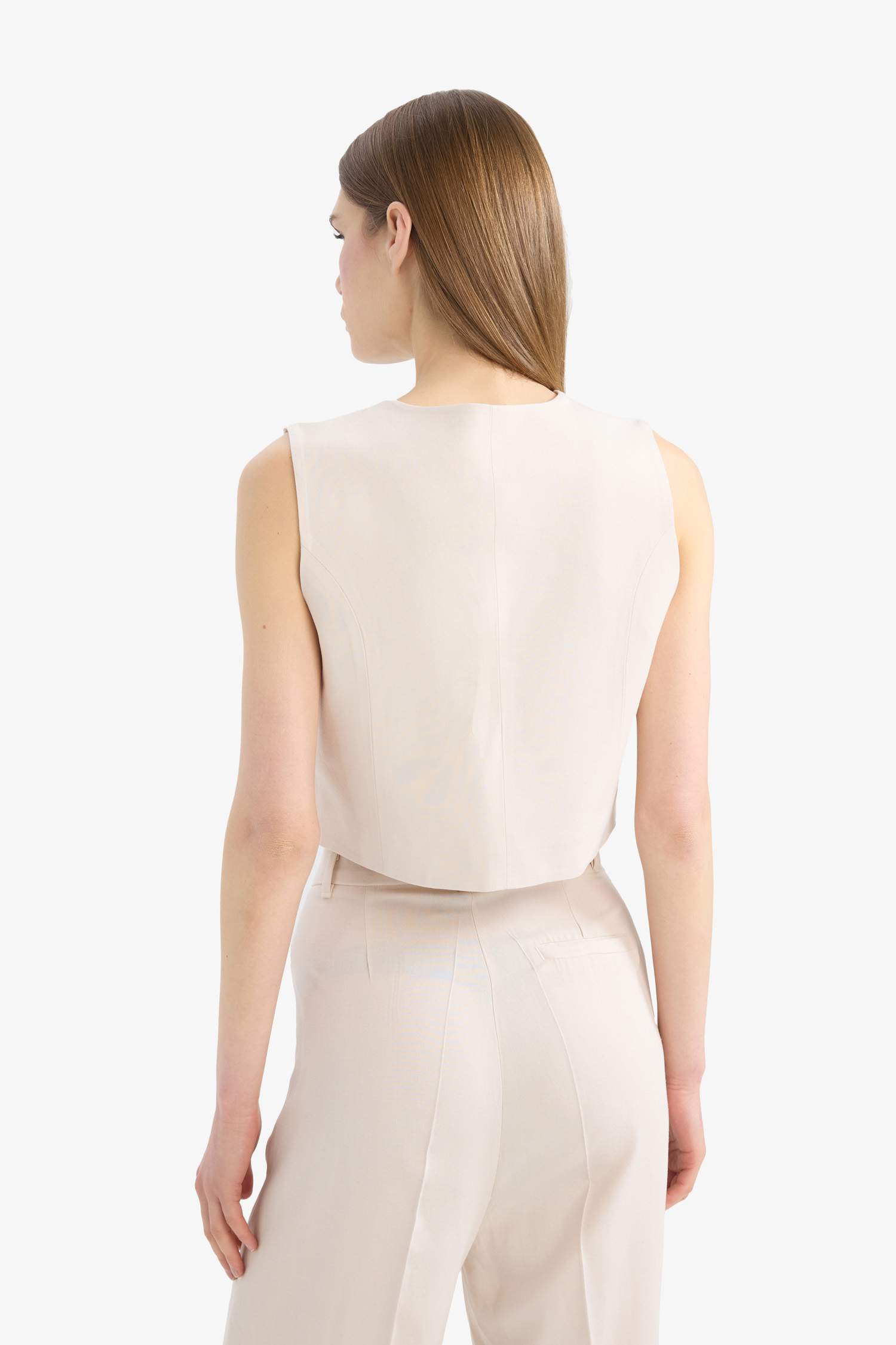 Gilet Blazer en Lin mélangé Col en V