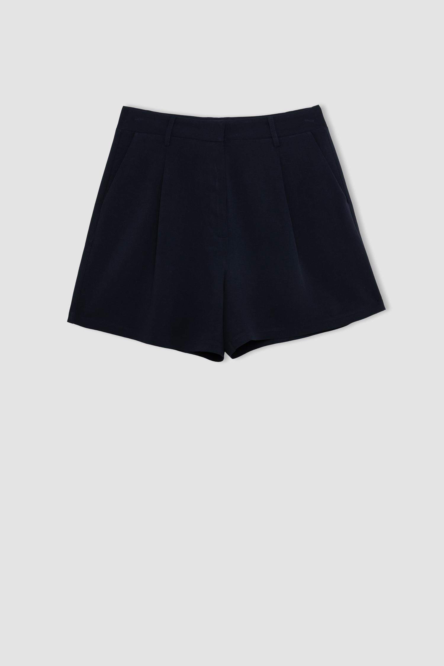 High Waist Cropped Linen Blend Shorts