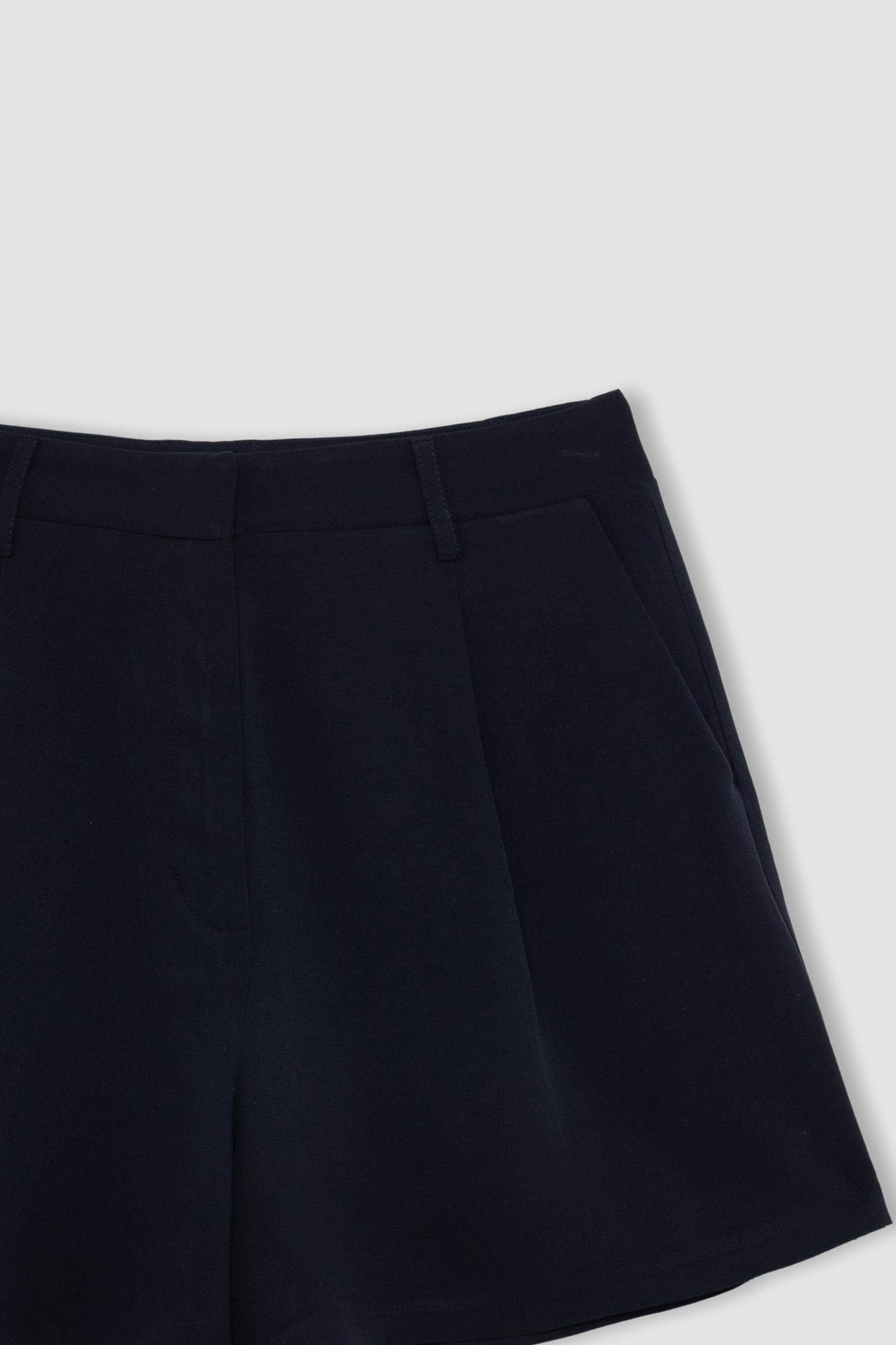 High Waist Cropped Linen Blend Shorts