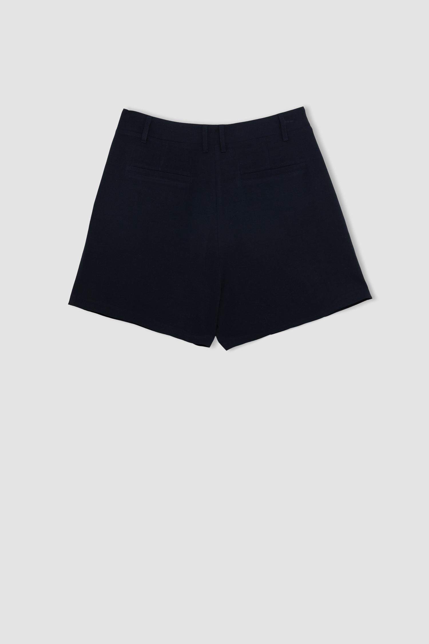 High Waist Cropped Linen Blend Shorts