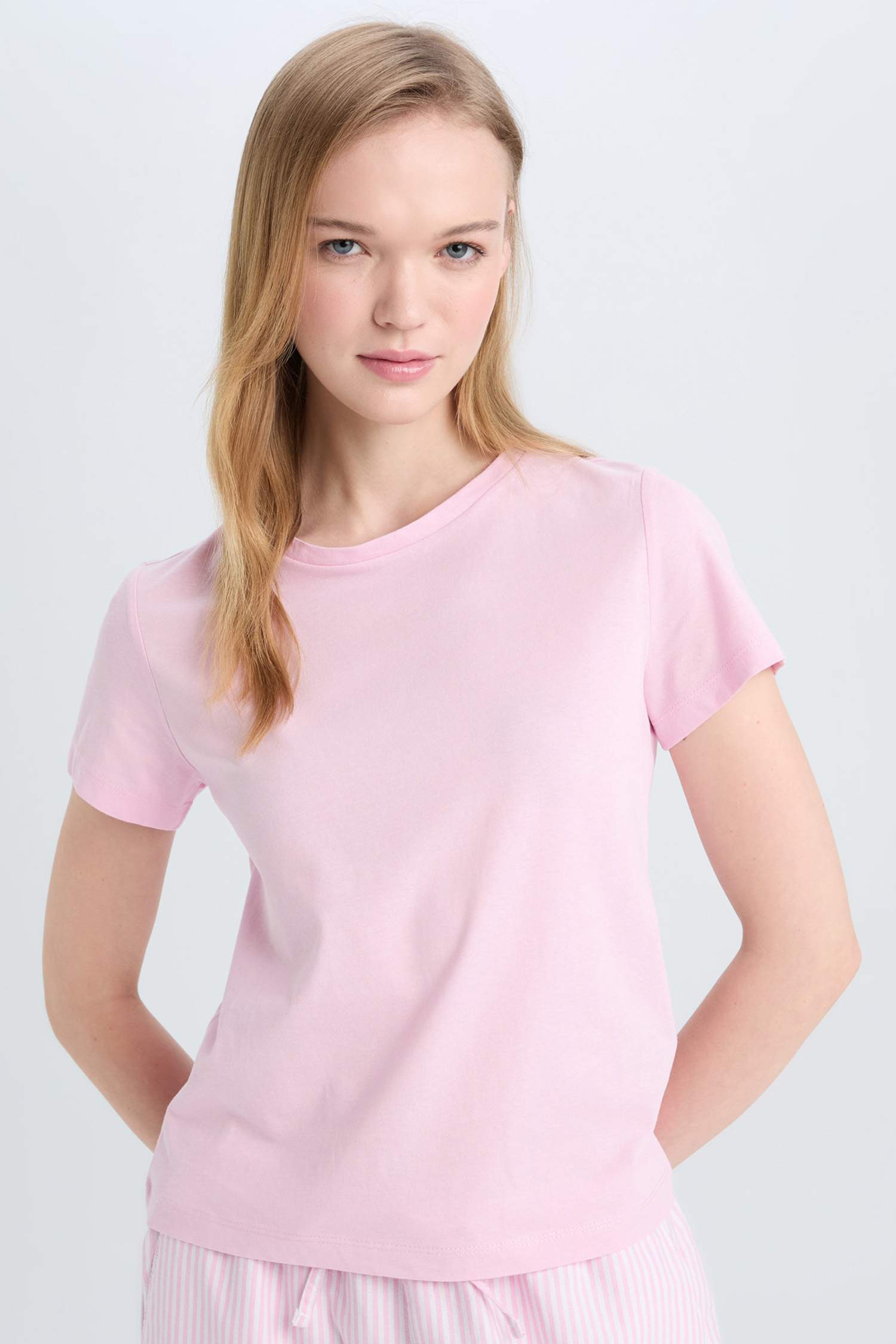 Coool Regular Fit Bisiklet Yaka Basic Düz Kısa Kollu Pembe Tişört