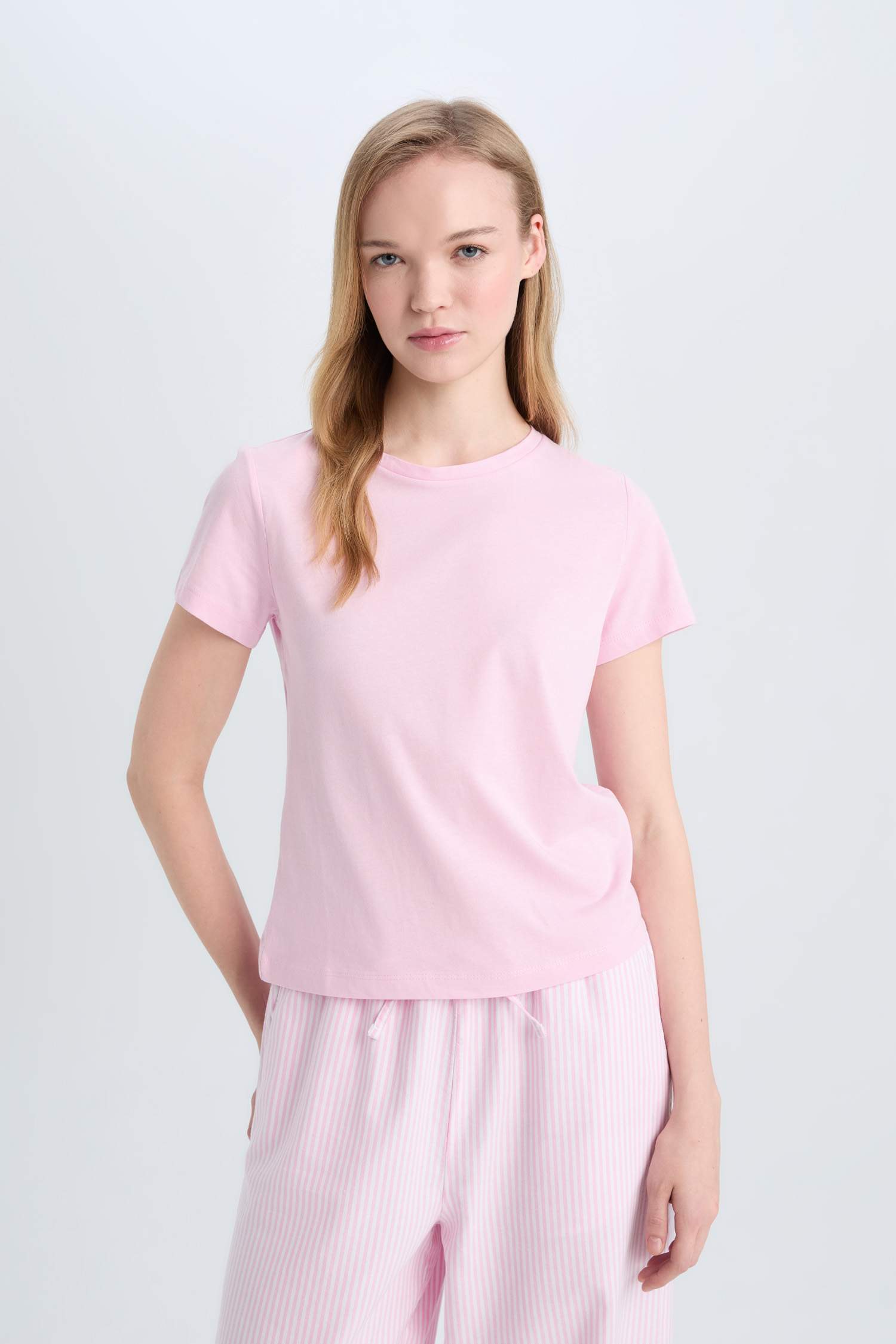 Coool Regular Fit Bisiklet Yaka Basic Düz Kısa Kollu Pembe Tişört