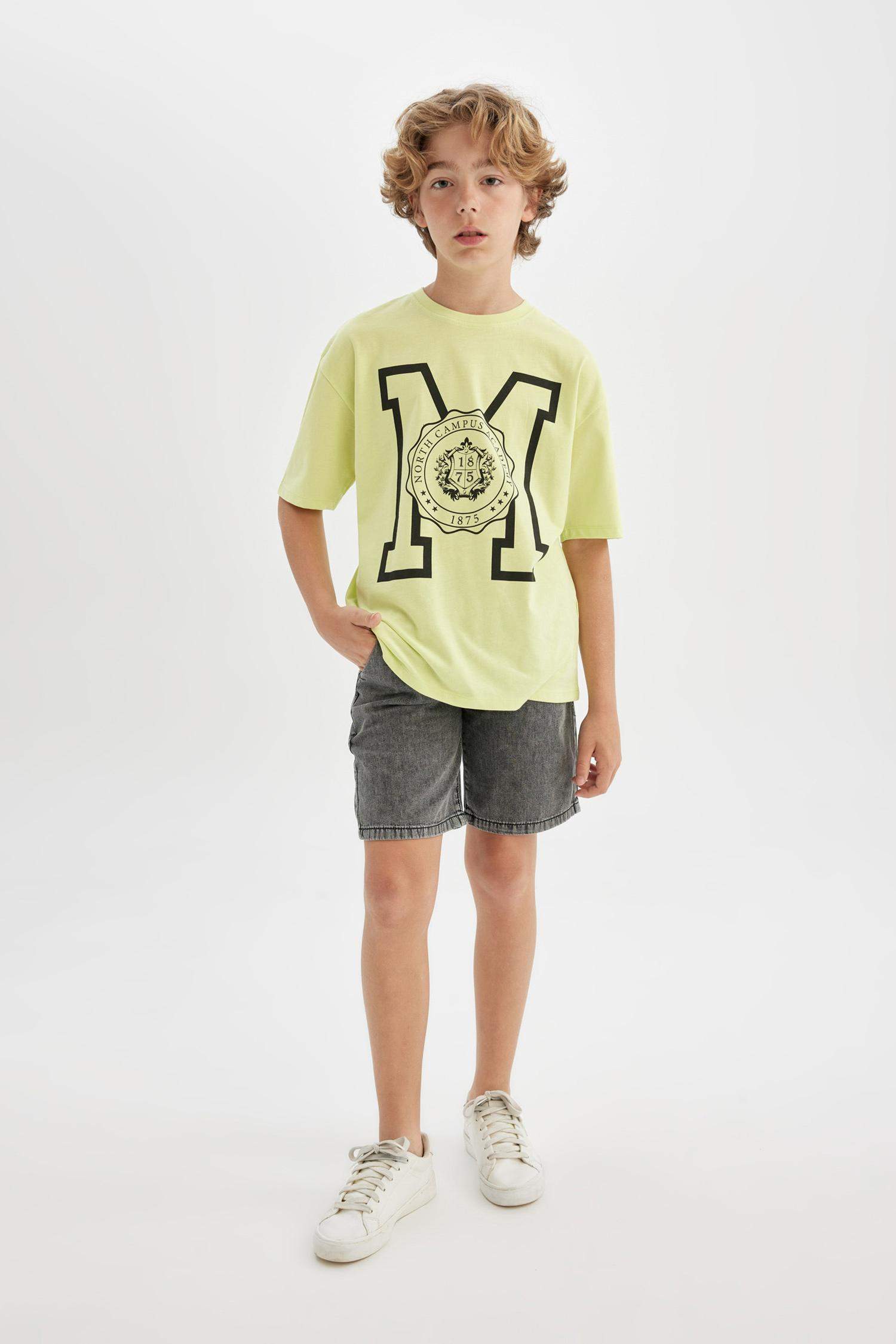 تيشيرت واسع اولادي مطبوع برقبة مستديرة