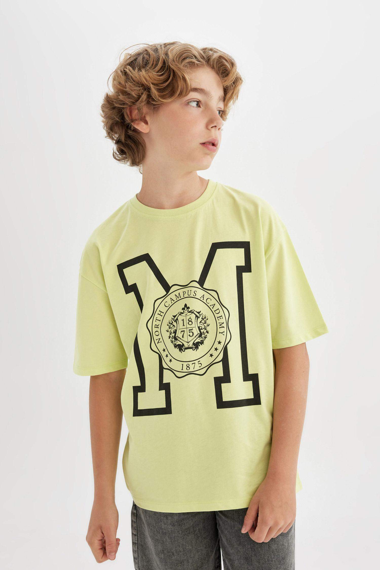 تيشيرت واسع اولادي مطبوع برقبة مستديرة