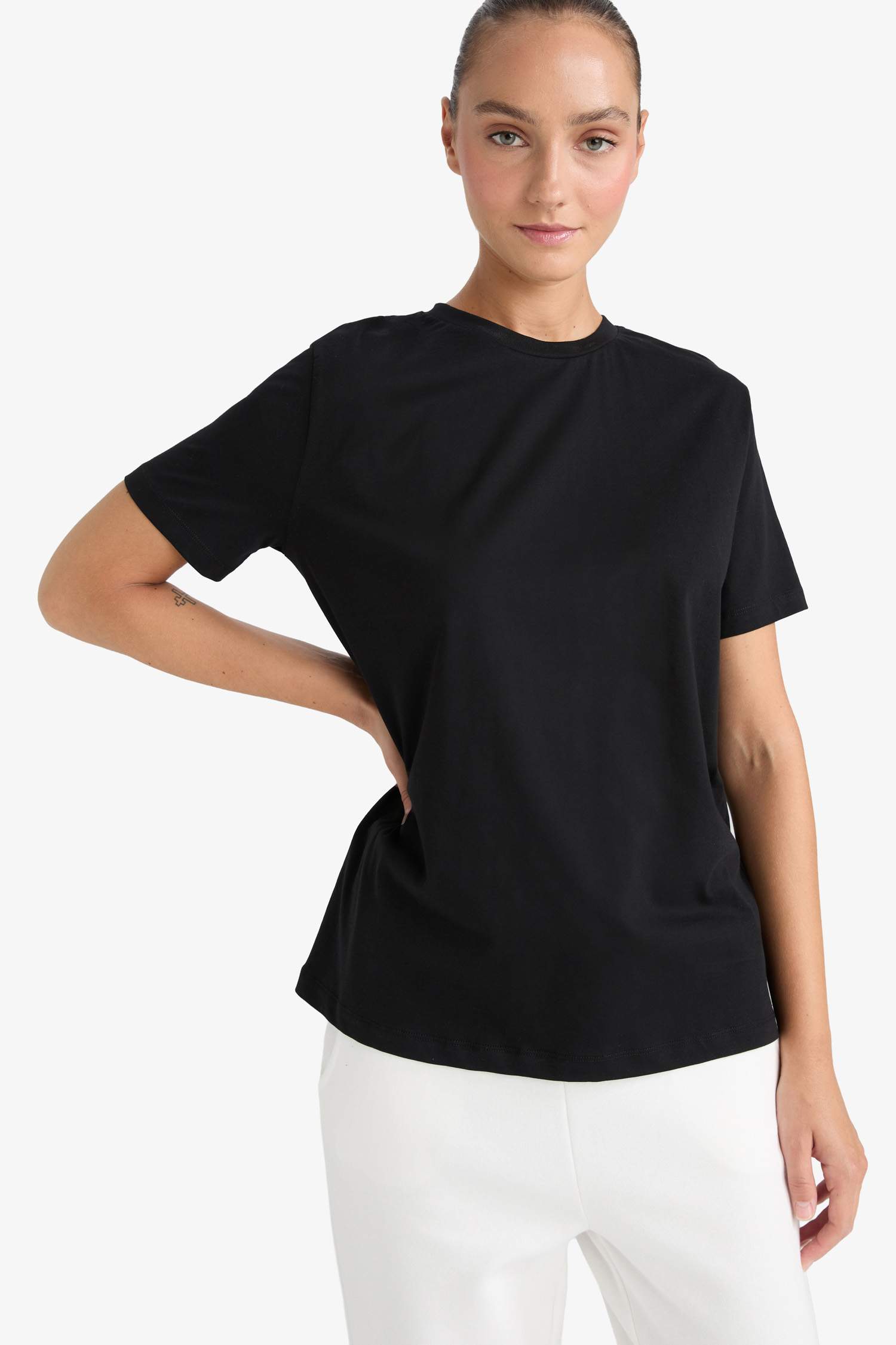 Regular Fit Crew Neck Basic Cotton T-Shirt