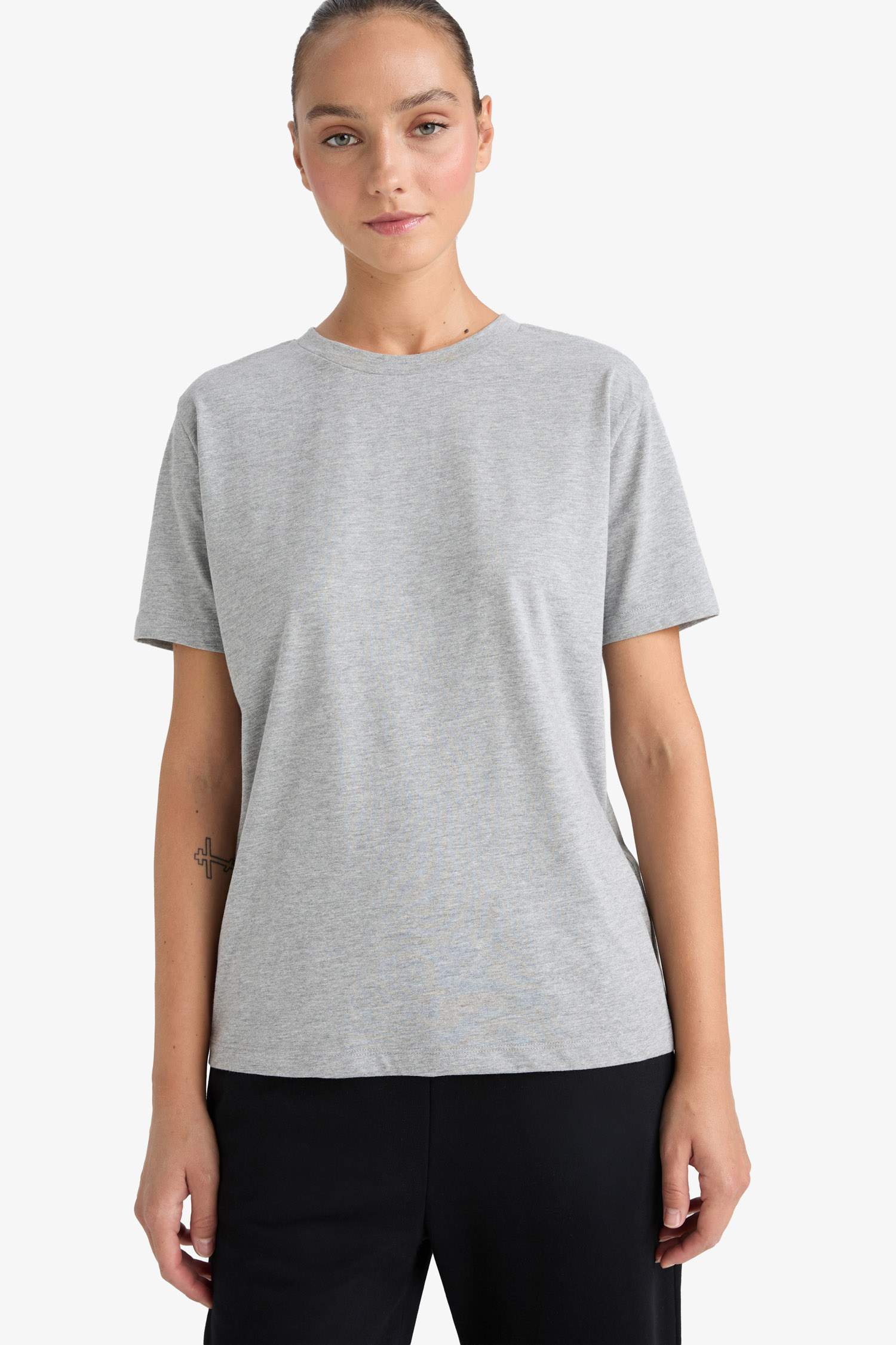Regular Fit Crew Neck Basic Cotton T-Shirt