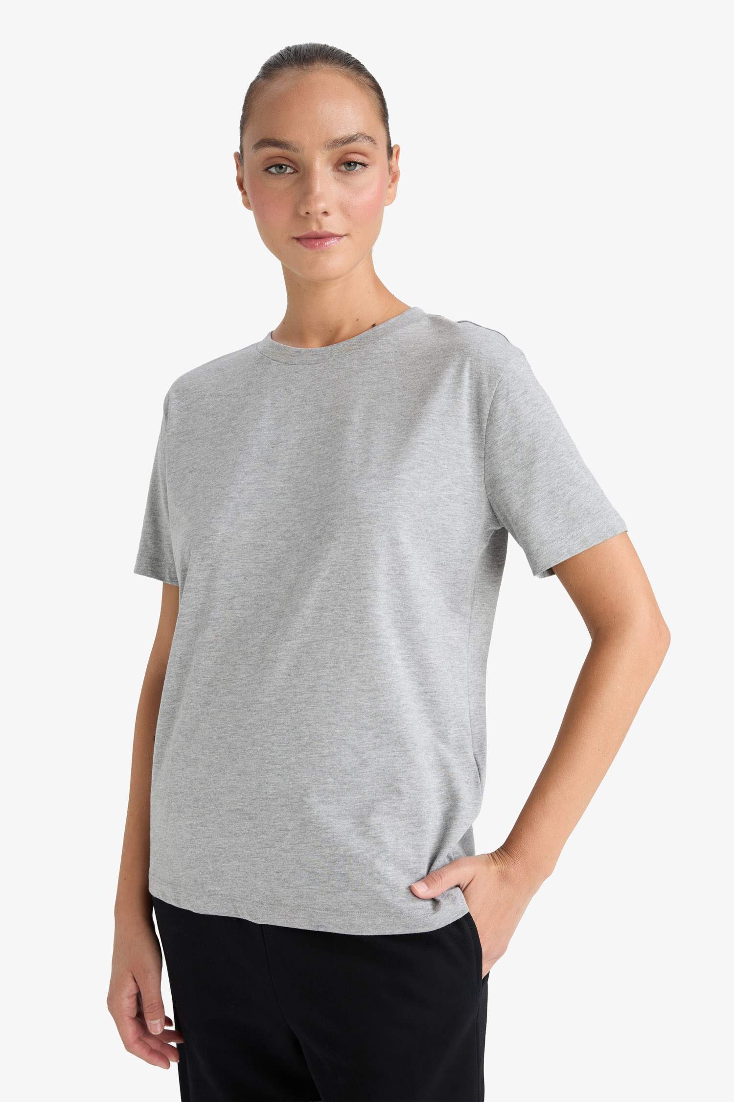 Regular Fit Crew Neck Basic Cotton T-Shirt